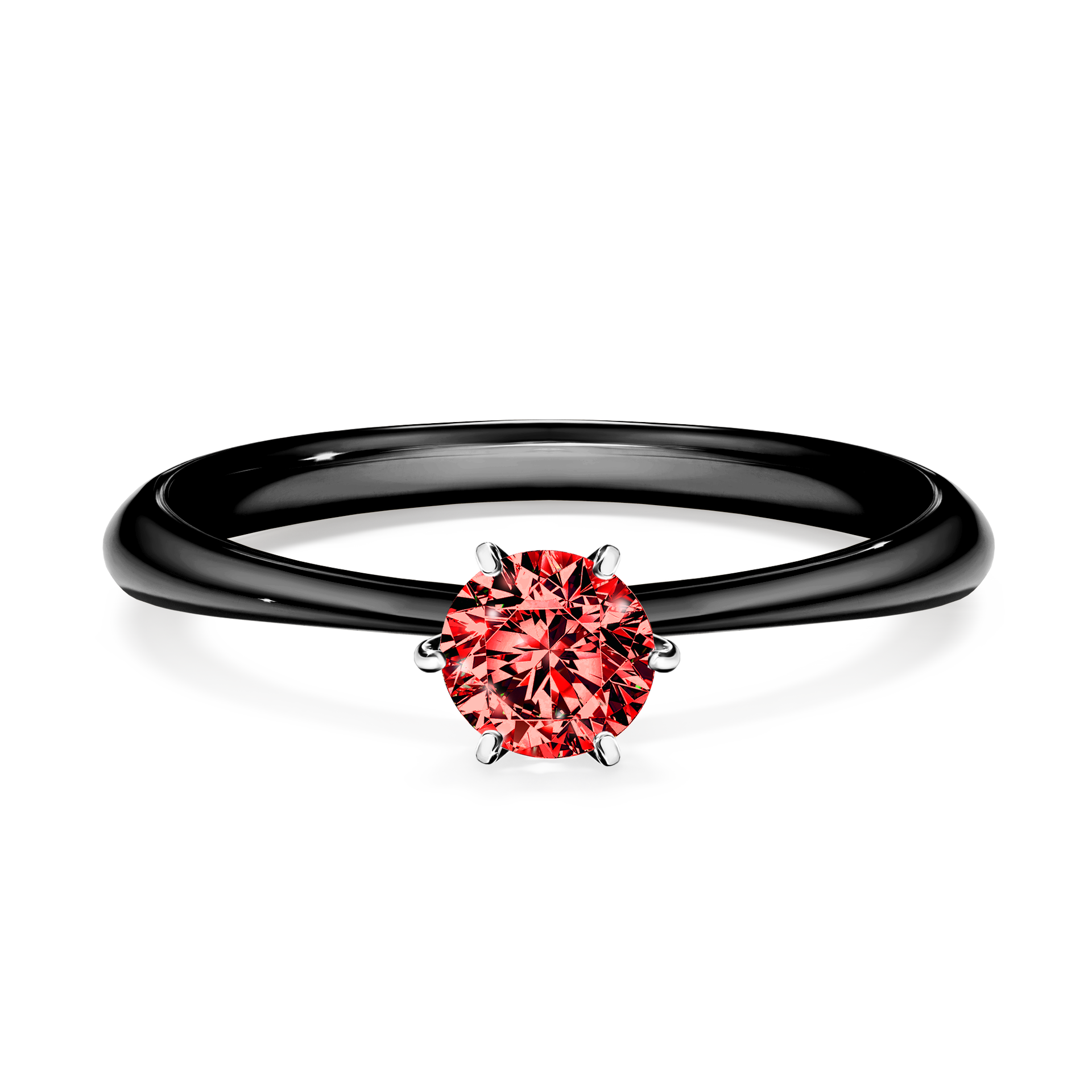 Pierścionek zaręczynowy My Love z czarnego złota z czerwonym diamentem 0,30CT