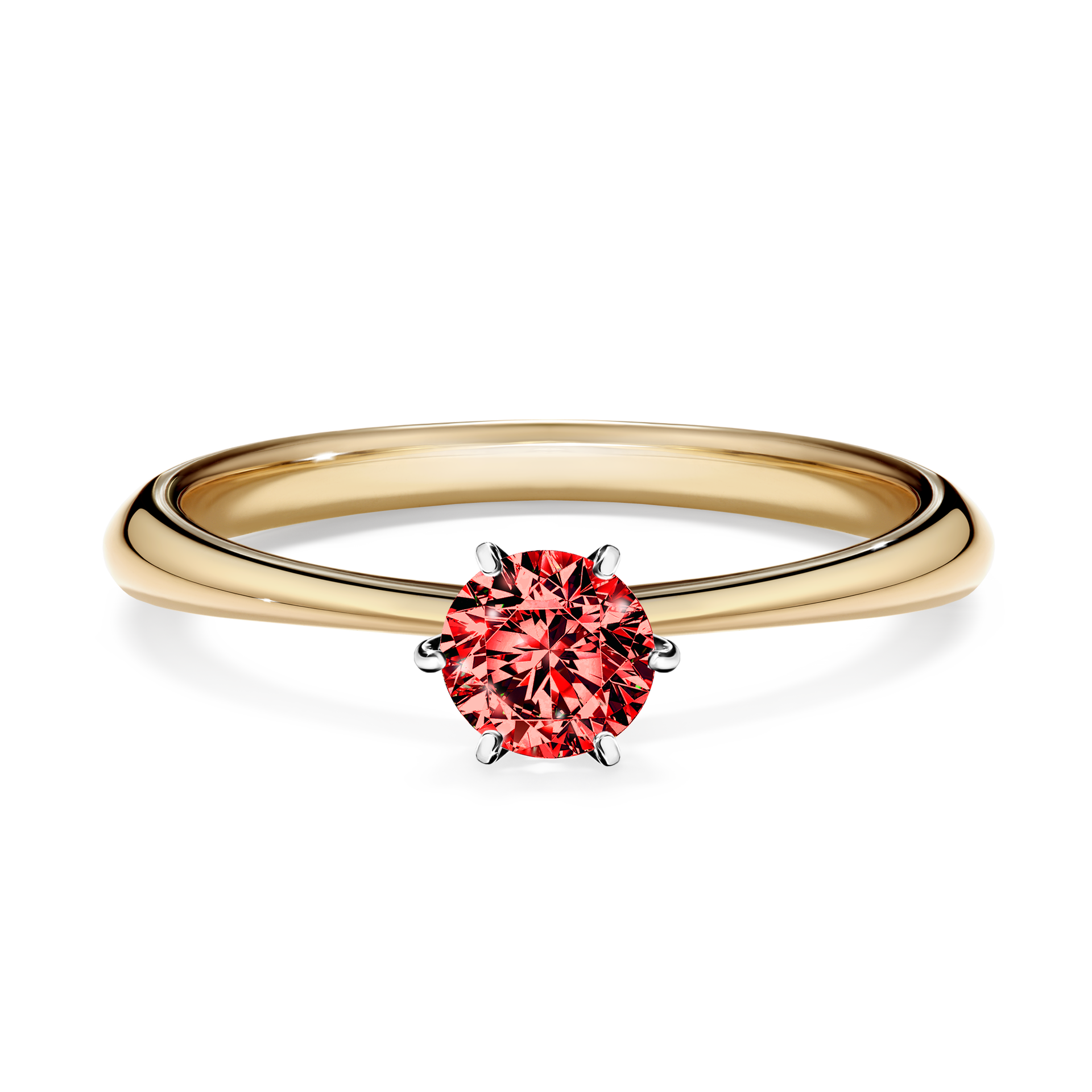 Pierścionek zaręczynowy My Love z żółtego złota z czerwonym diamentem 0,30CT