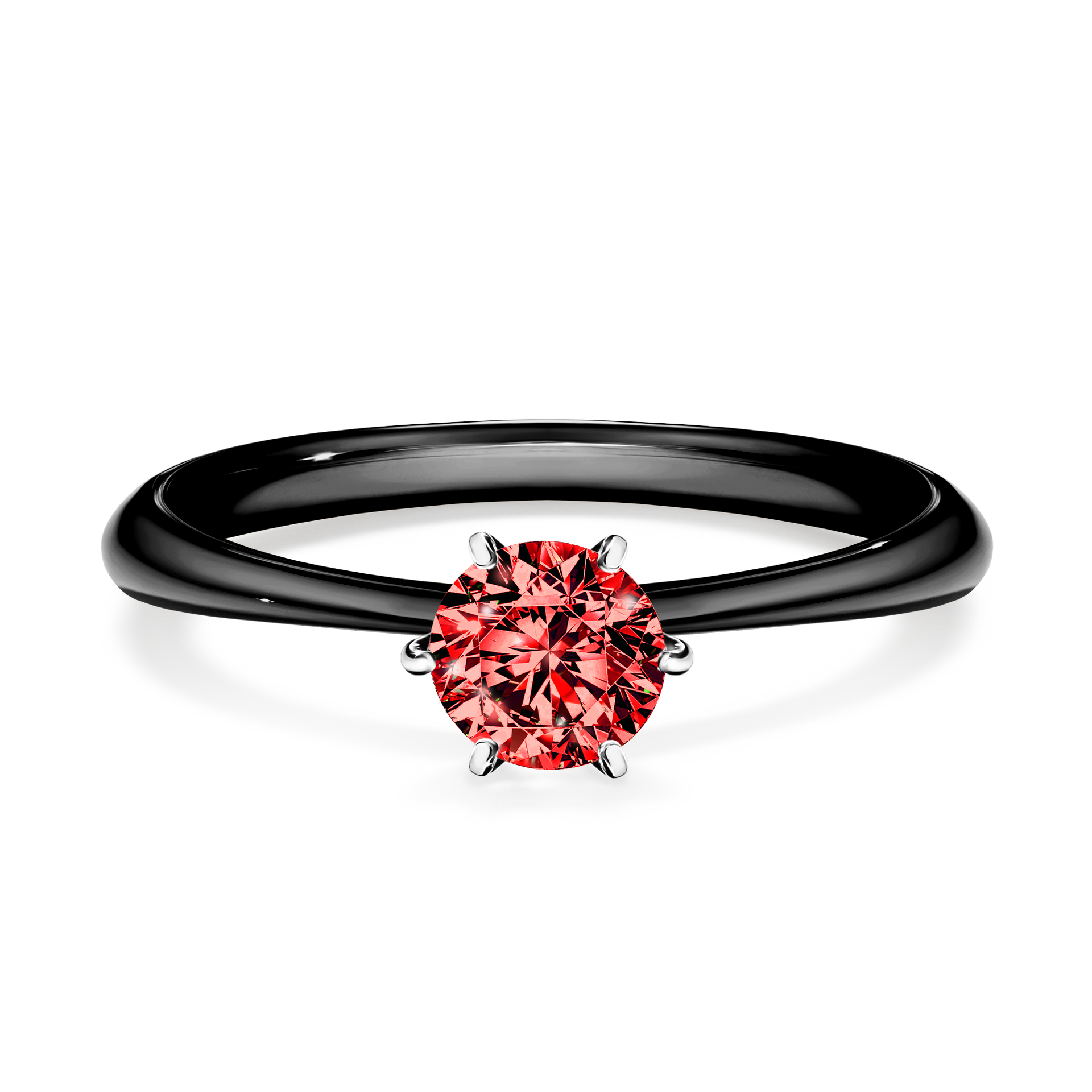 Pierścionek zaręczynowy My Love z czarnego złota z czerwonym diamentem 0,50CT