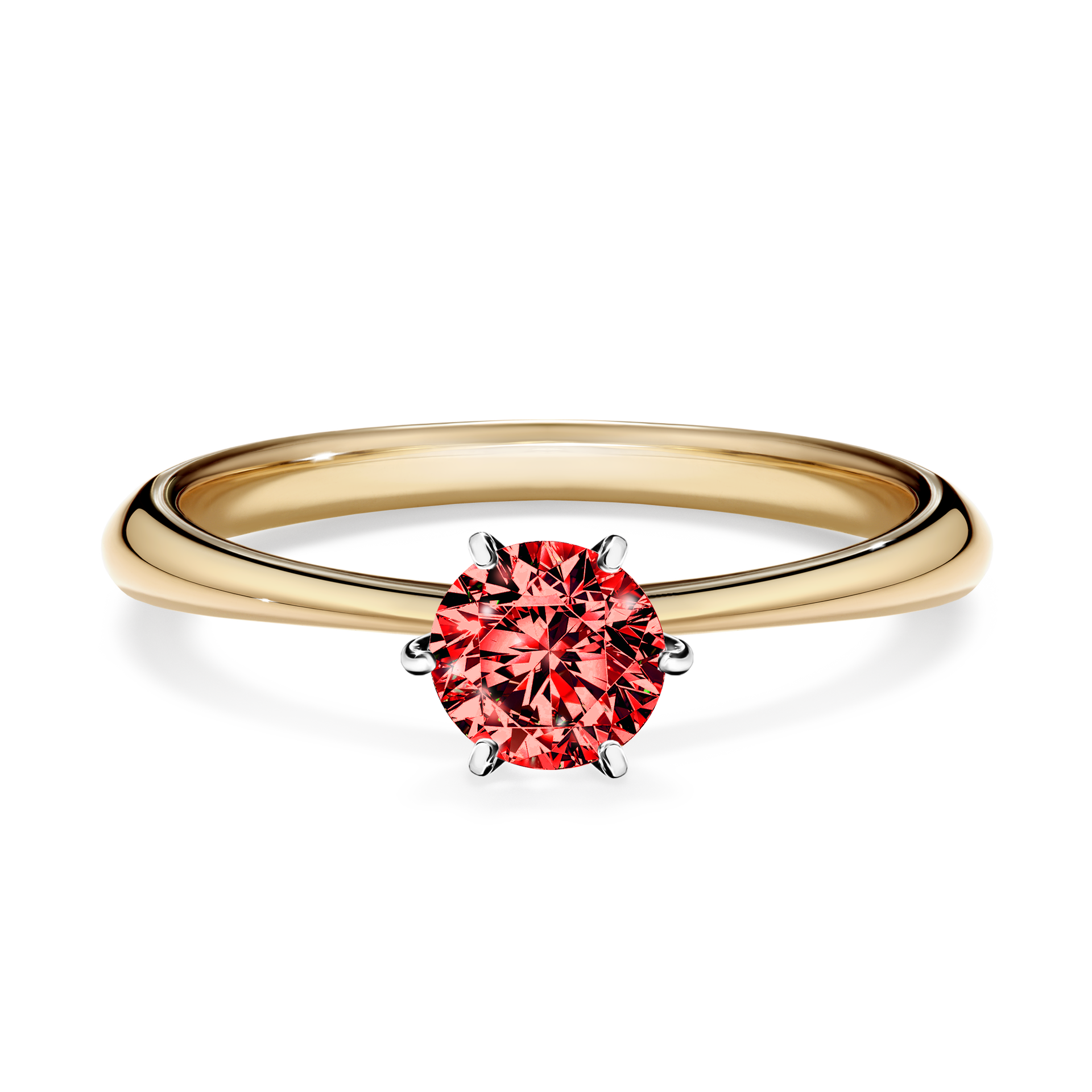 Pierścionek zaręczynowy My Love z żółtego złota z czerwonym diamentem 0,50CT