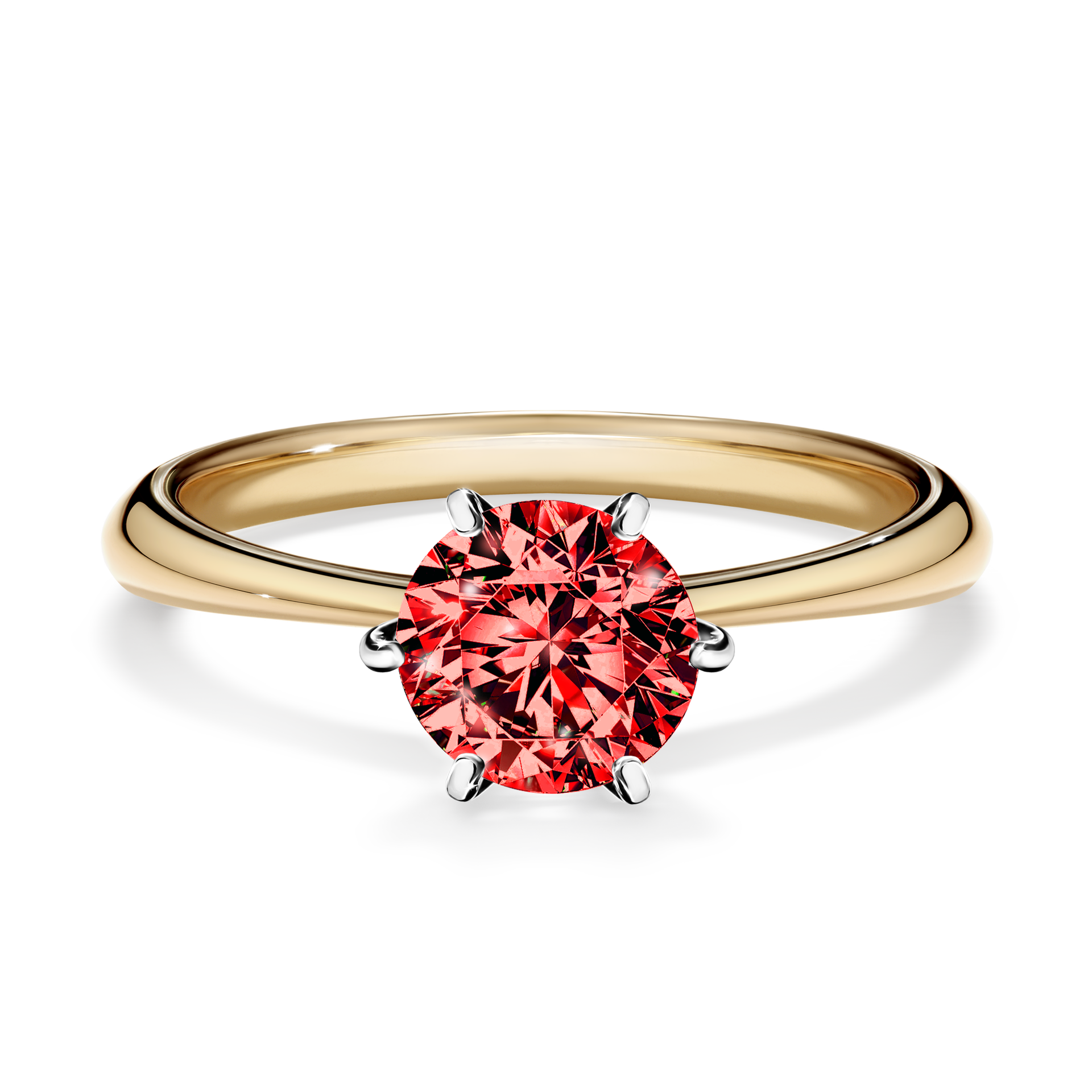 Pierścionek zaręczynowy My Love z żółtego złota z czerwonym diamentem 1,00CT