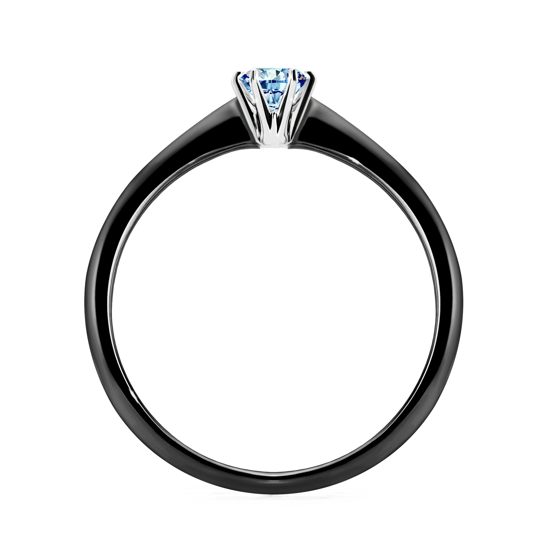 Pierścionek zaręczynowy My Love z czarnego złota z niebieskim diamentem 0,17CT