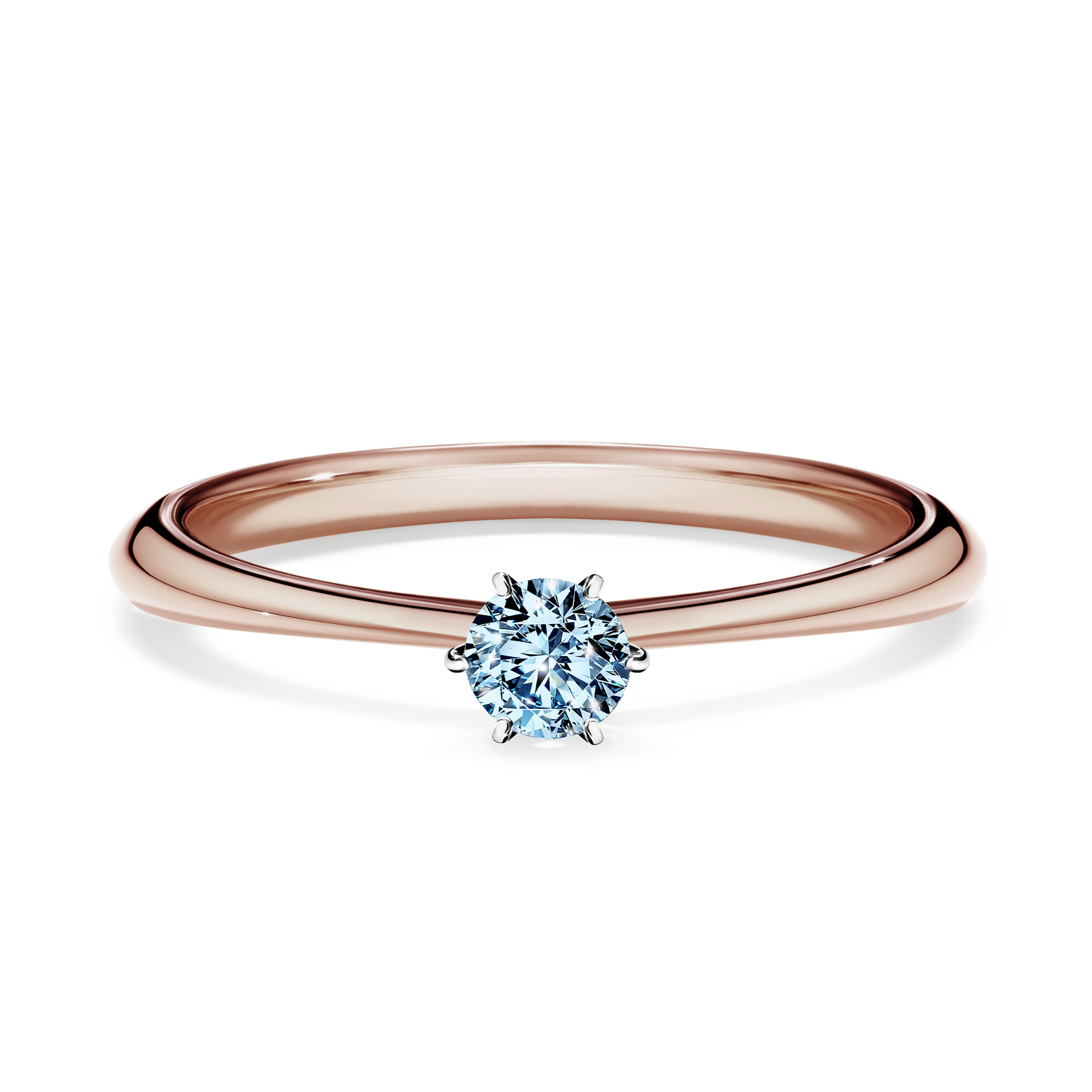 Pierścionek zaręczynowy My Love z różowego złota z niebieskim diamentem 0,17CT