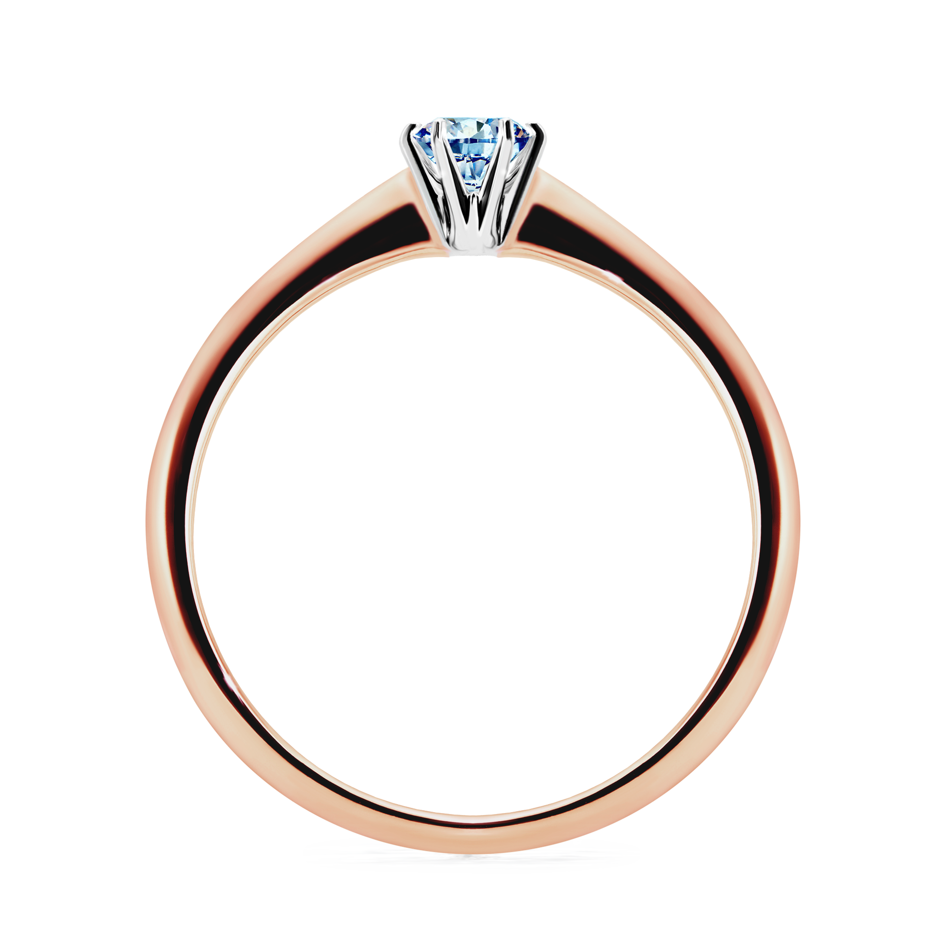 Pierścionek zaręczynowy My Love z różowego złota z niebieskim diamentem 0,17CT