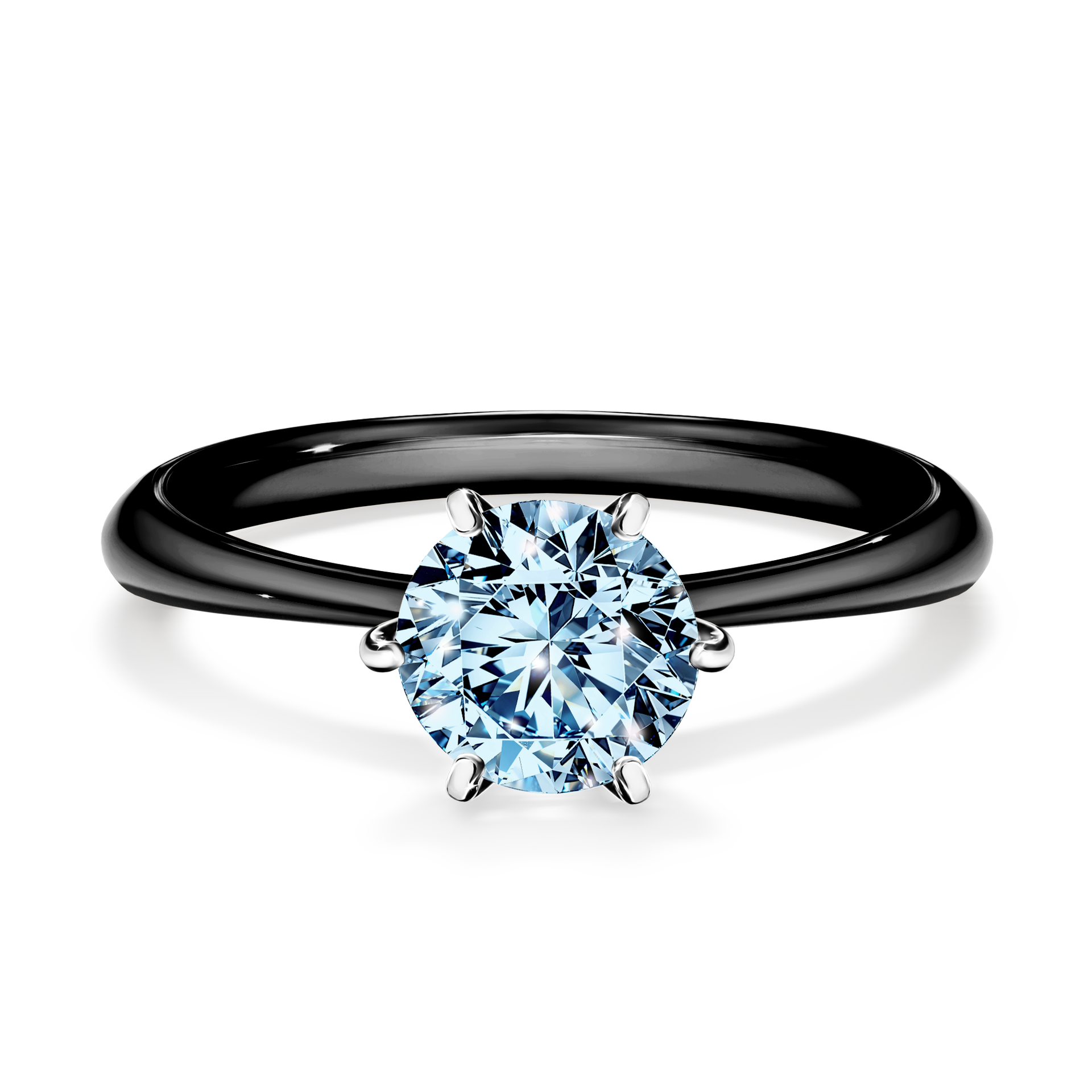 Pierścionek zaręczynowy My Love z czarnego złota z niebieskim diamentem 1,00CT