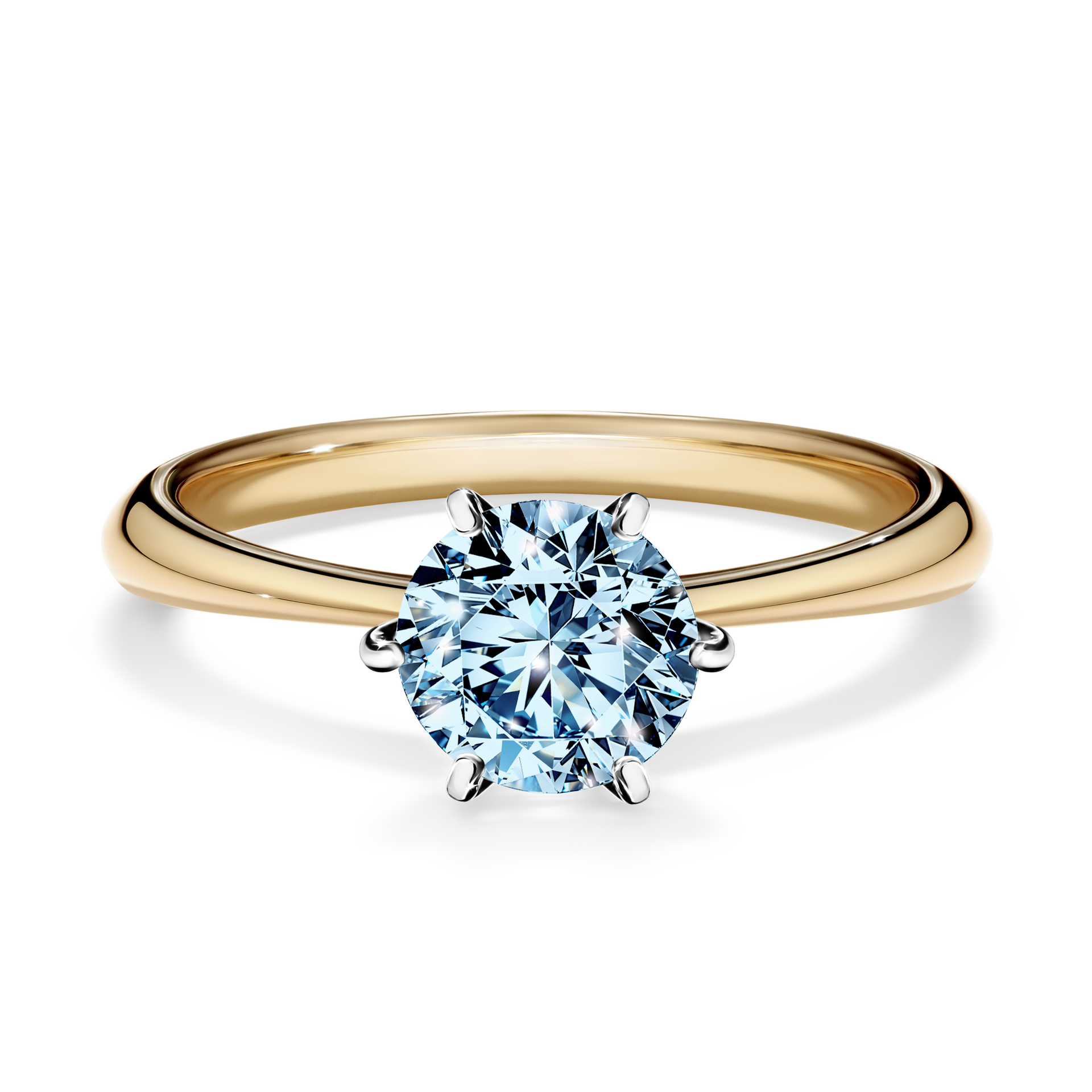 Pierścionek zaręczynowy My Love z żółtego złota z niebieskim diamentem 1,00CT