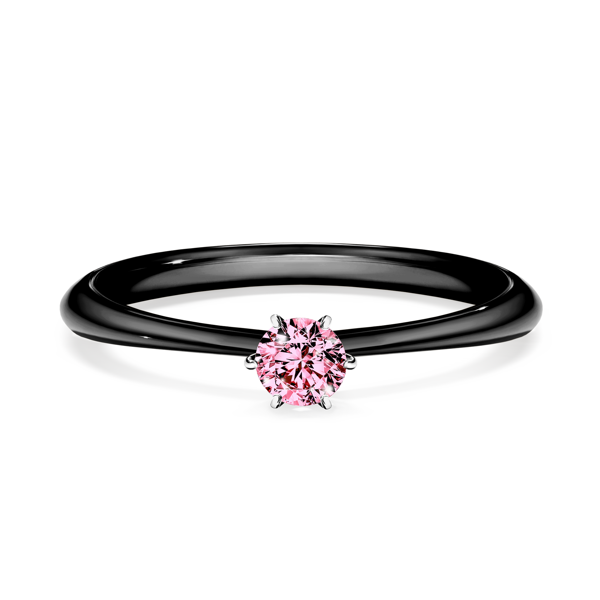 Pierścionek zaręczynowy My Love z czarnego złota z różowym diamentem 0,17CT