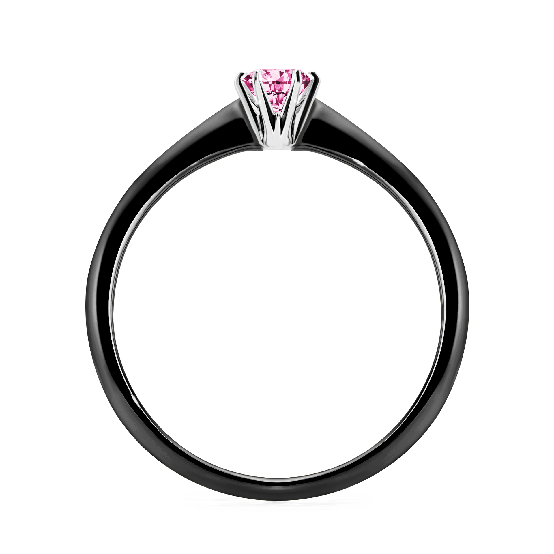 Pierścionek zaręczynowy My Love z czarnego złota z różowym diamentem 0,17CT