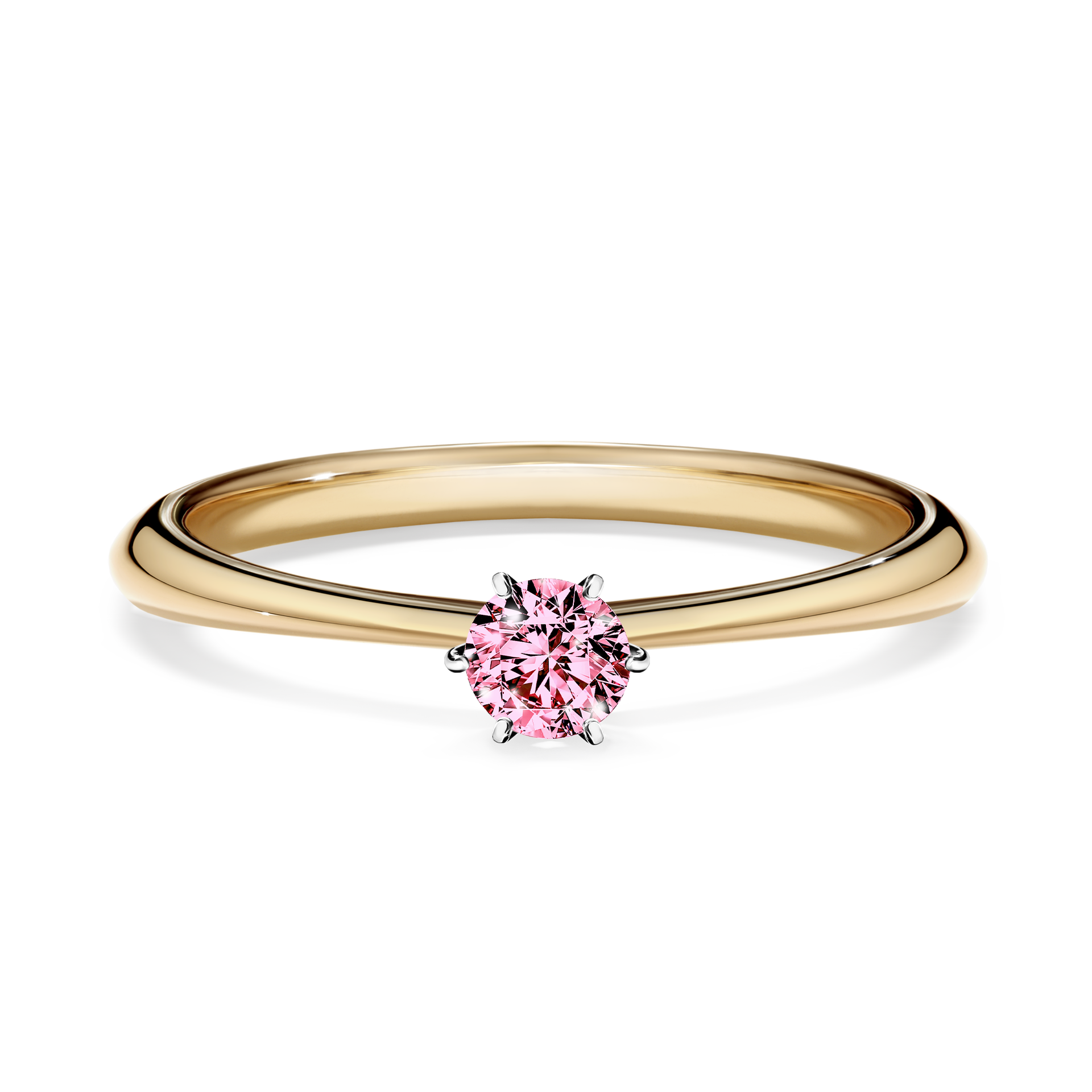 Pierścionek zaręczynowy My Love z żółtego złota z różowym diamentem 0,17CT