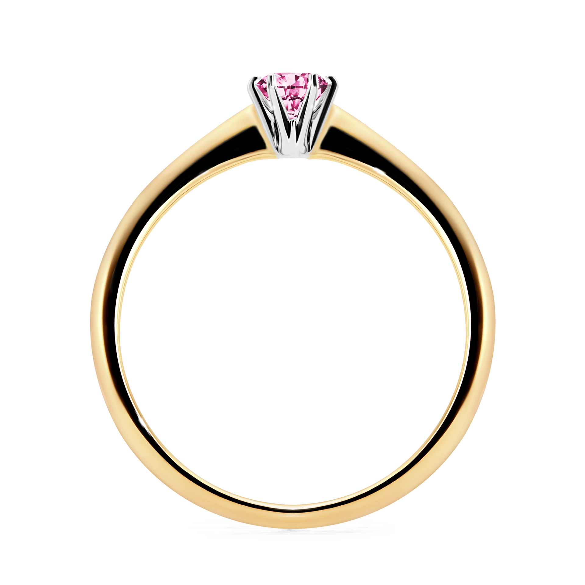 Pierścionek zaręczynowy My Love z żółtego złota z różowym diamentem 0,17CT