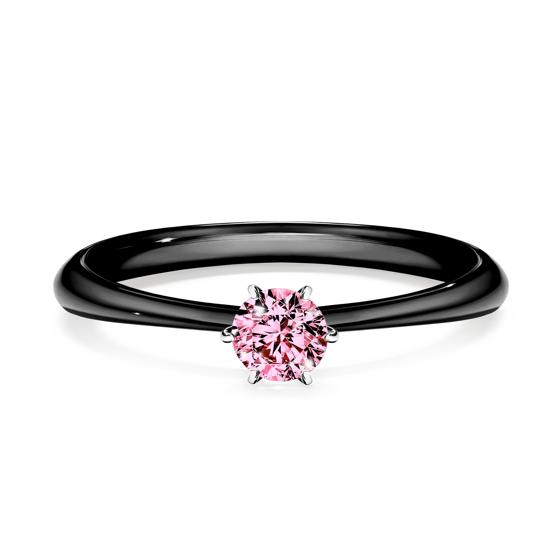 Pierścionek zaręczynowy My Love z czarnego złota z różowym diamentem 0,25CT