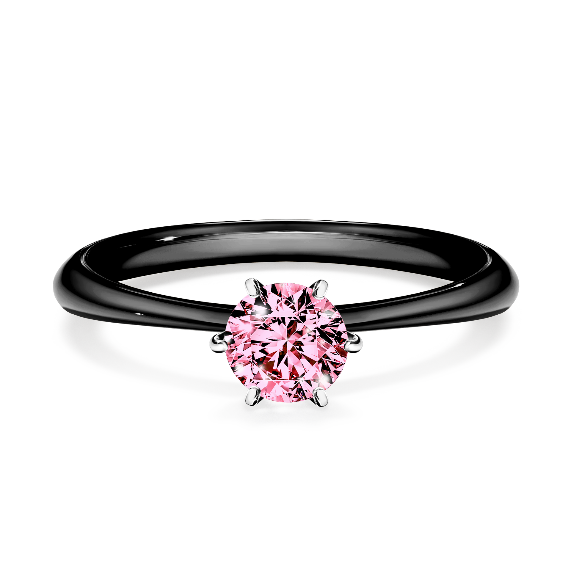 Pierścionek zaręczynowy My Love z czarnego złota z różowym diamentem 0,50CT