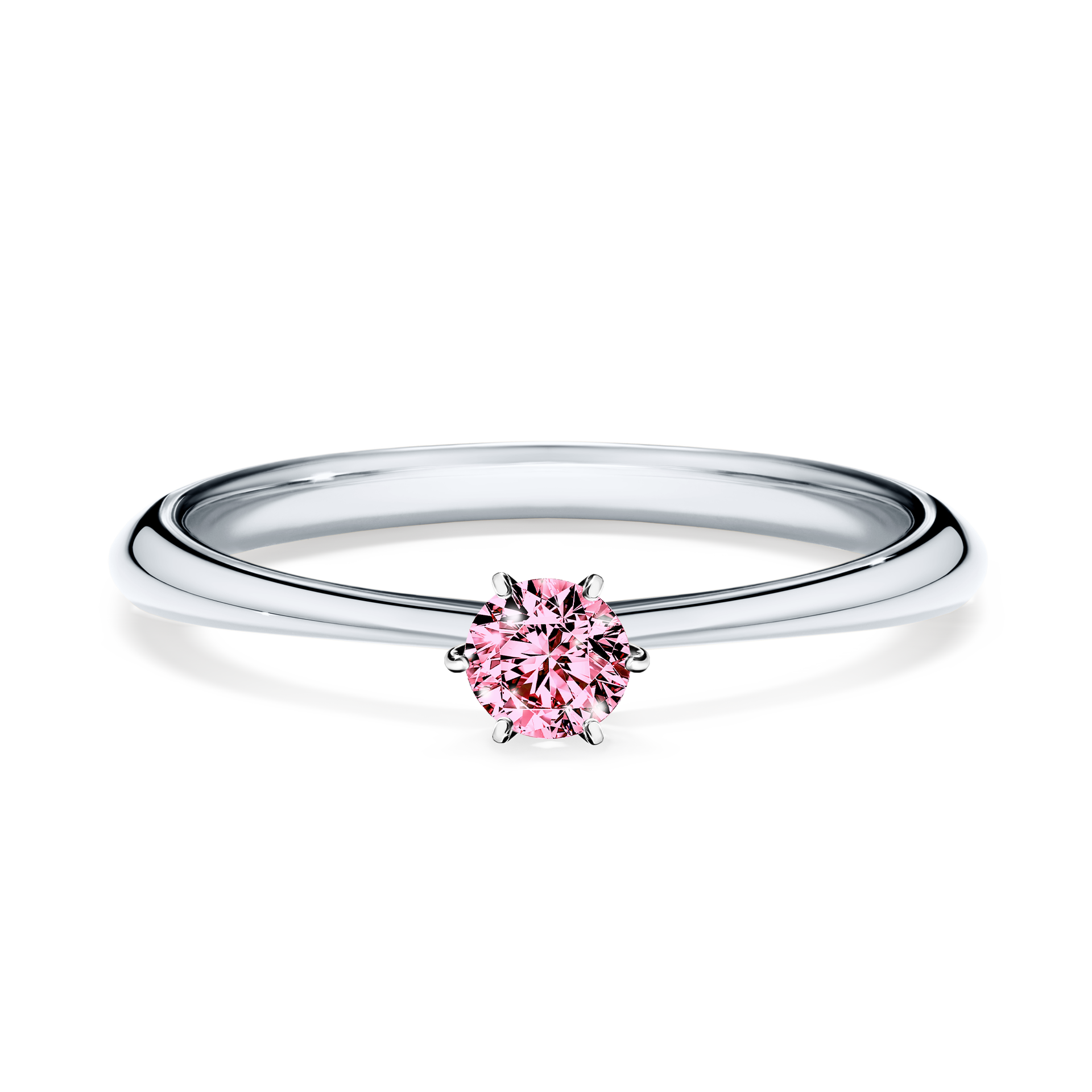 Pierścionek zaręczynowy My Love z białego złota z różowym diamentem 0,17CT