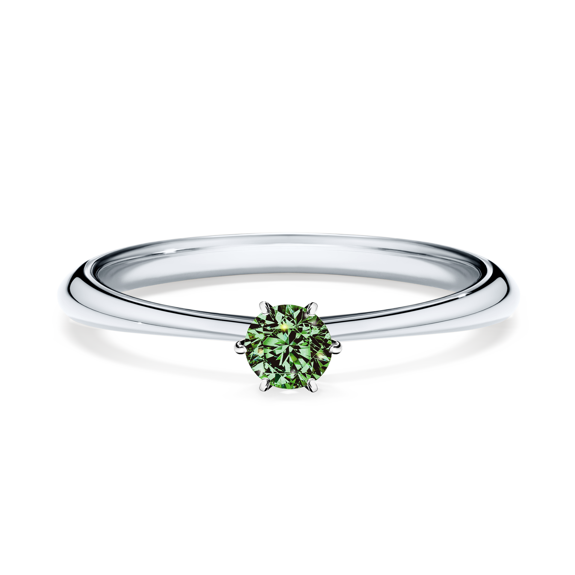 Pierścionek zaręczynowy My Love z białego złota z ciemnym zielonym diamentem 0,17CT