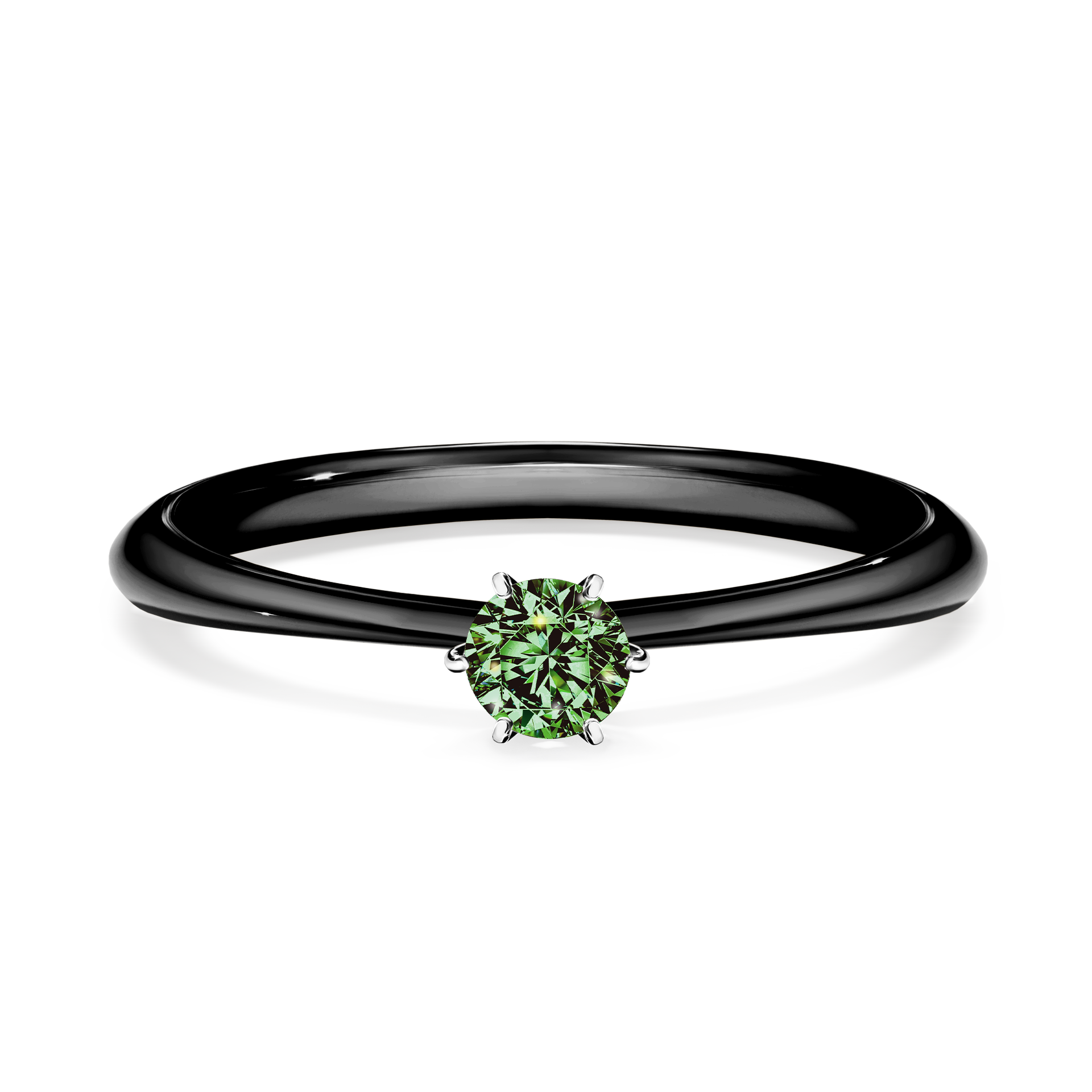 Pierścionek zaręczynowy My Love z czarnego złota z ciemnym zielonym diamentem 0,17CT