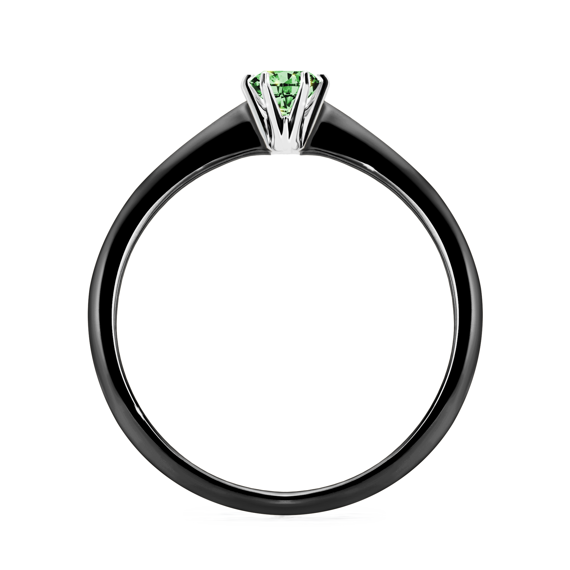 Pierścionek zaręczynowy My Love z czarnego złota z ciemnym zielonym diamentem 0,17CT