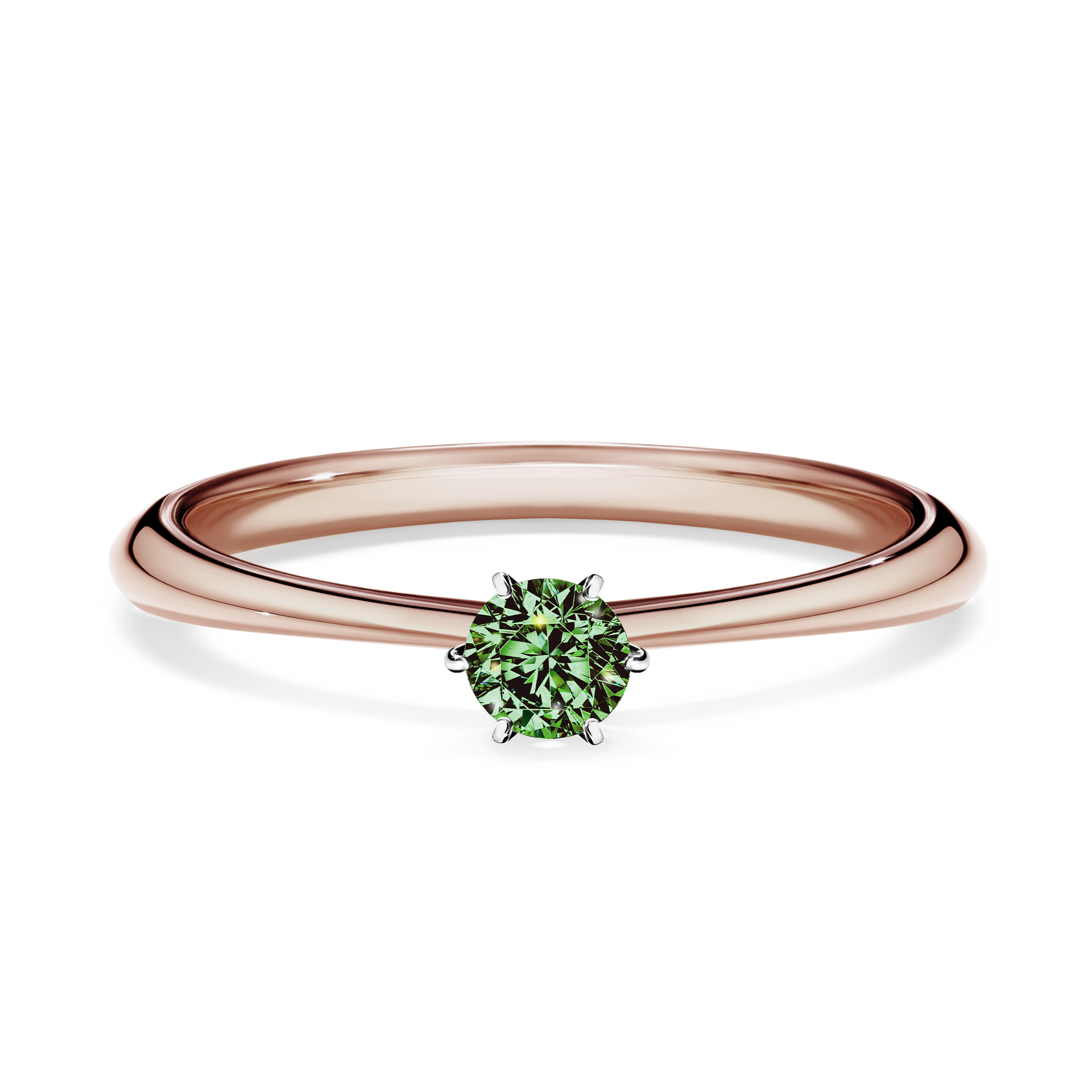 Pierścionek zaręczynowy My Love z różowego złota z ciemnym zielonym diamentem 0,17CT