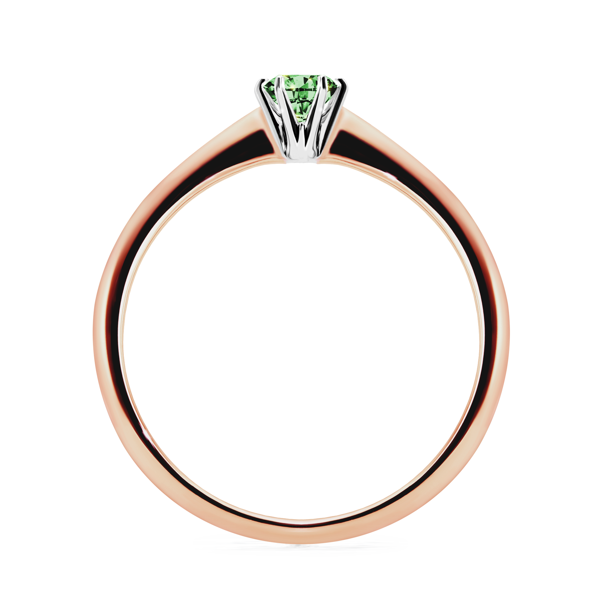 Pierścionek zaręczynowy My Love z różowego złota z ciemnym zielonym diamentem 0,17CT