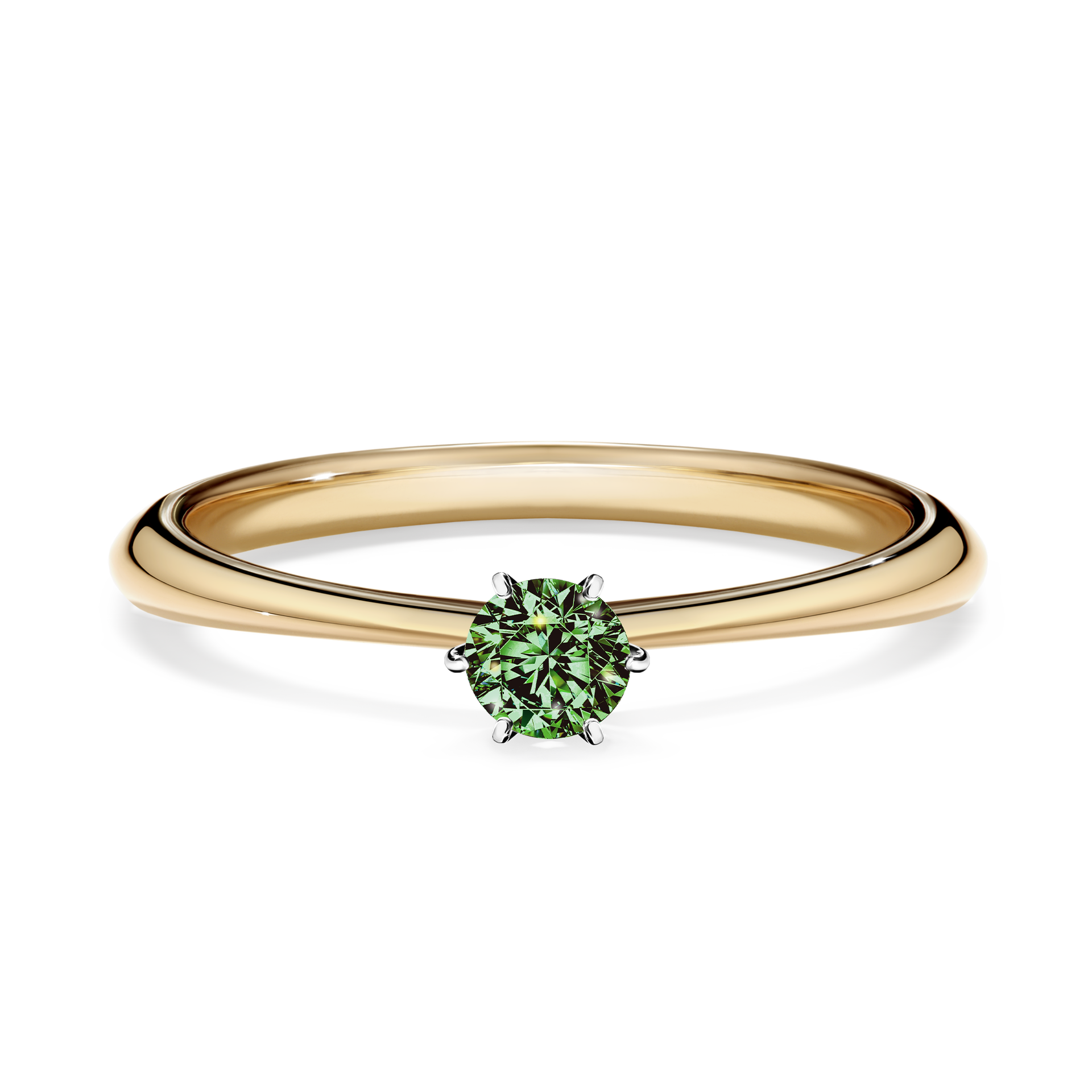 Pierścionek zaręczynowy My Love z żółtego złota z ciemnym zielonym diamentem 0,17CT