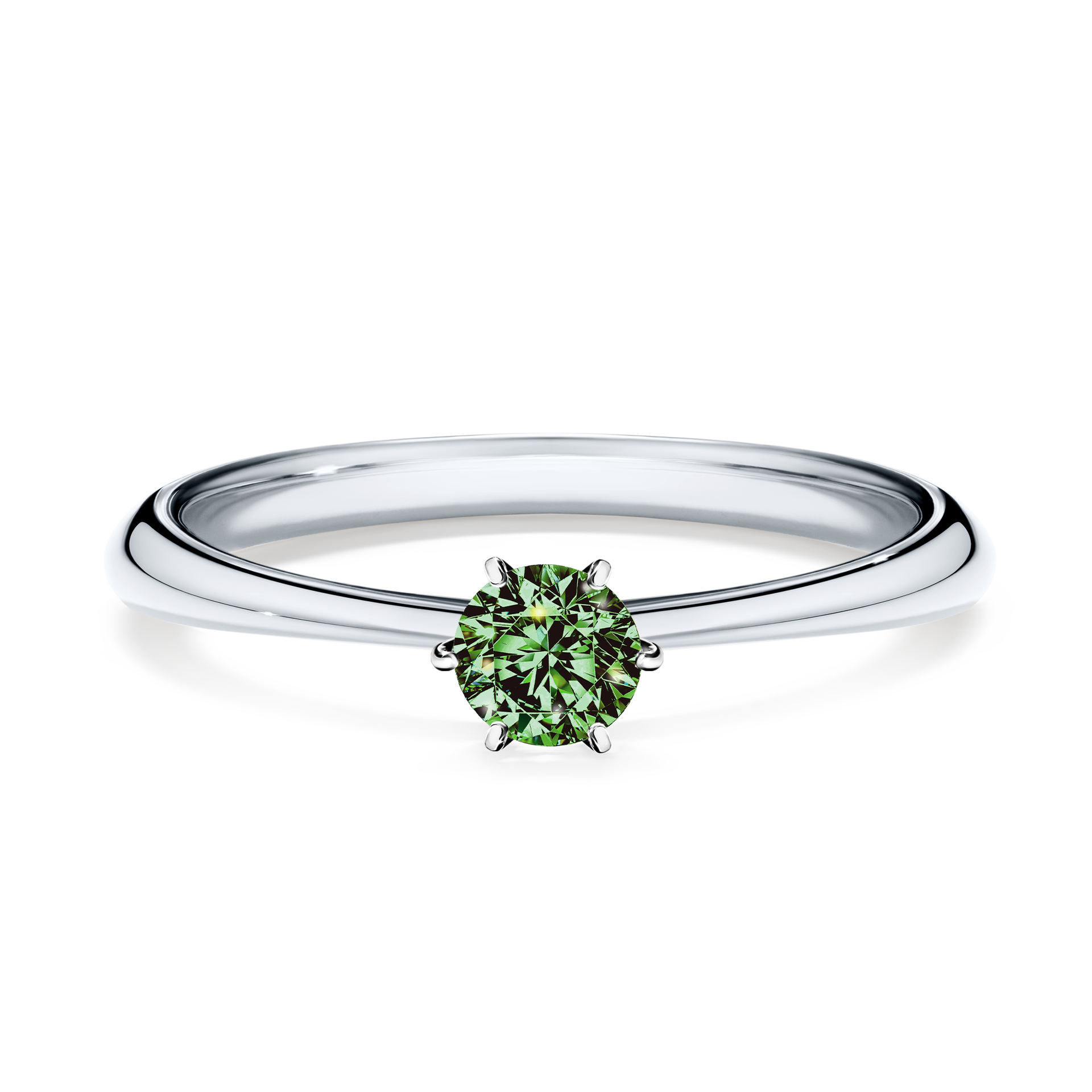 Pierścionek zaręczynowy My Love z białego złota z ciemnym zielonym diamentem 0,25CT