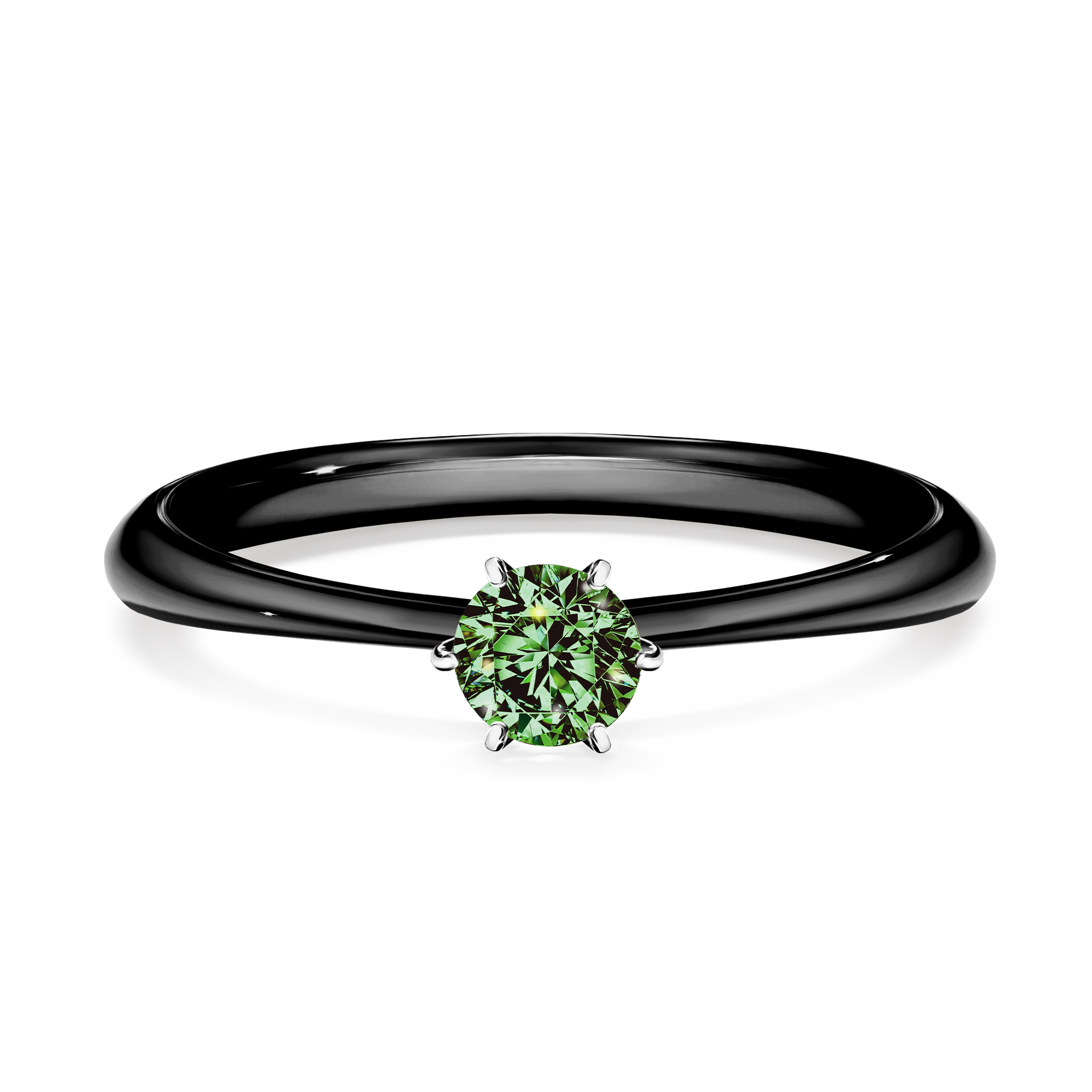 Pierścionek zaręczynowy My Love z czarnego złota z ciemnym zielonym diamentem 0,25CT