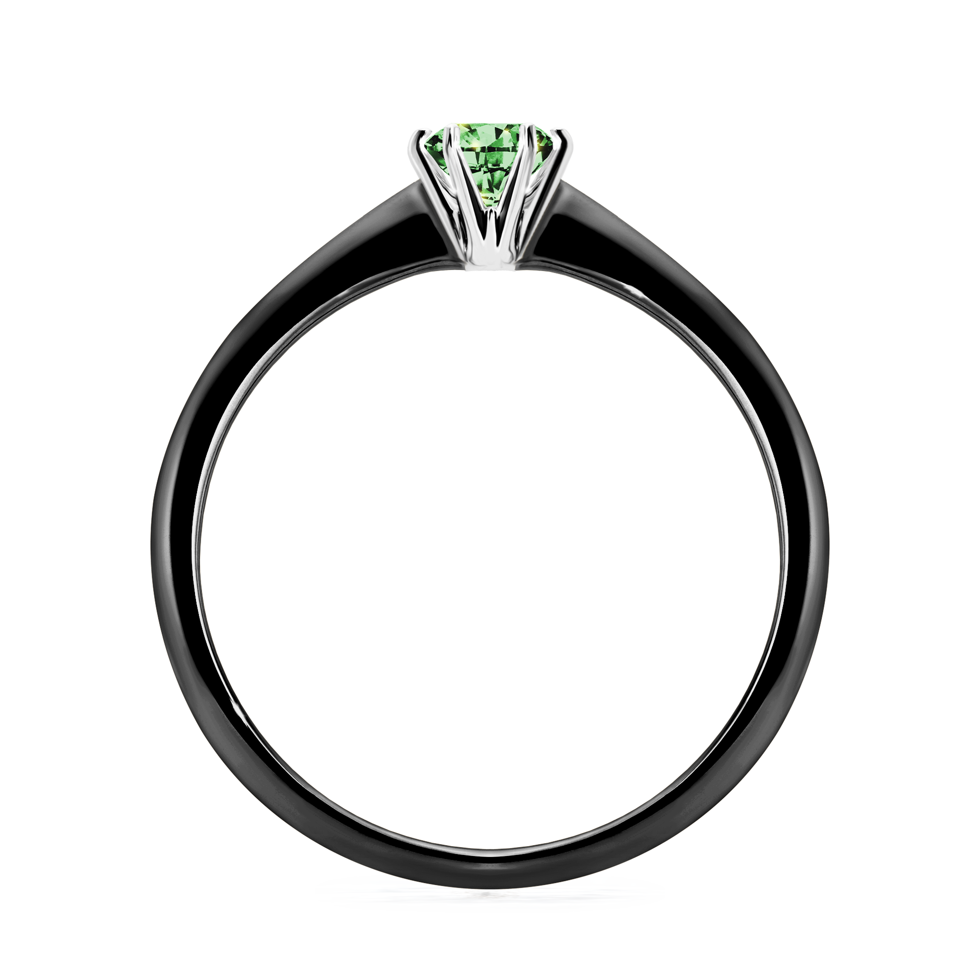 Pierścionek zaręczynowy My Love z czarnego złota z ciemnym zielonym diamentem 0,25CT