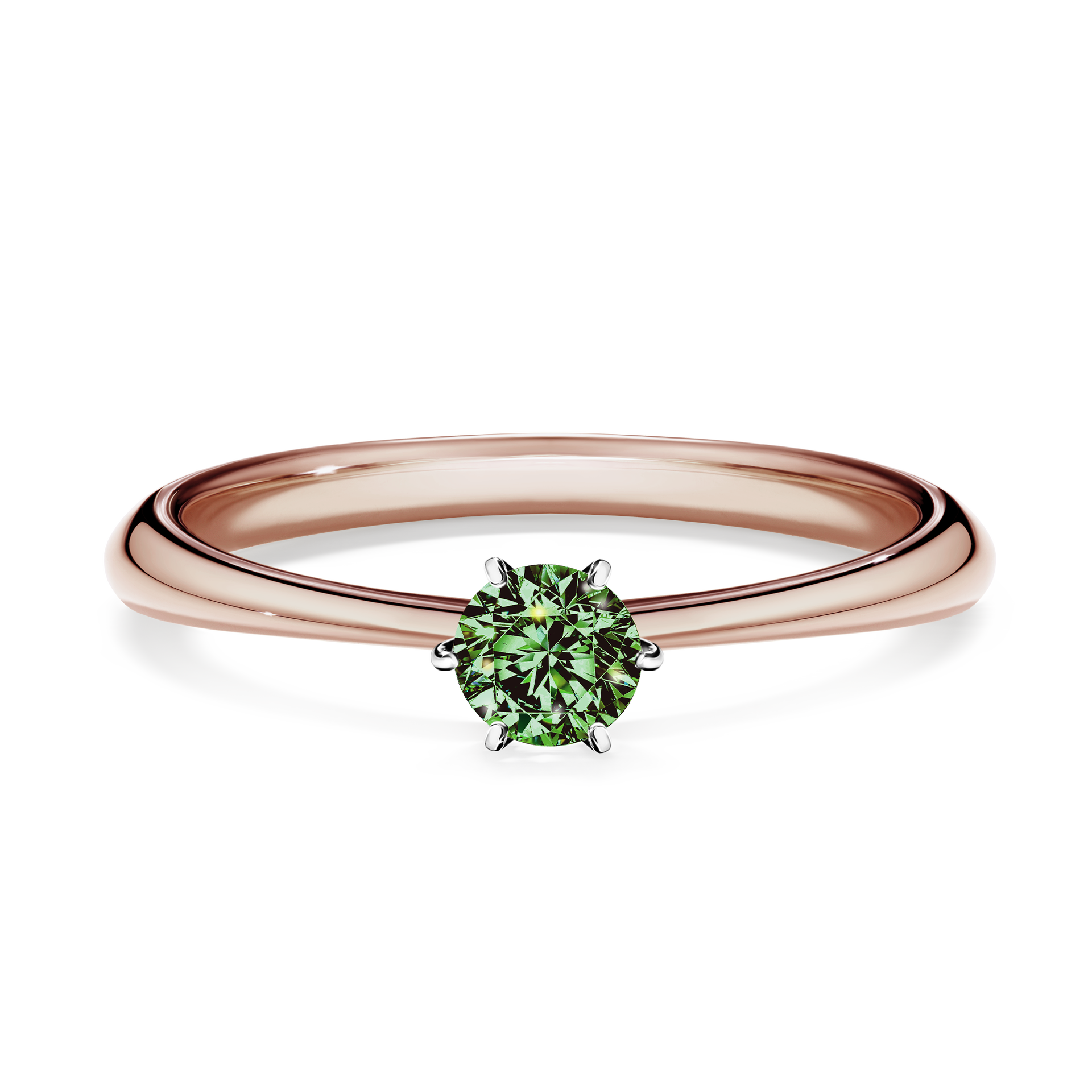 Pierścionek zaręczynowy My Love z różowego złota z ciemnym zielonym diamentem 0,25CT