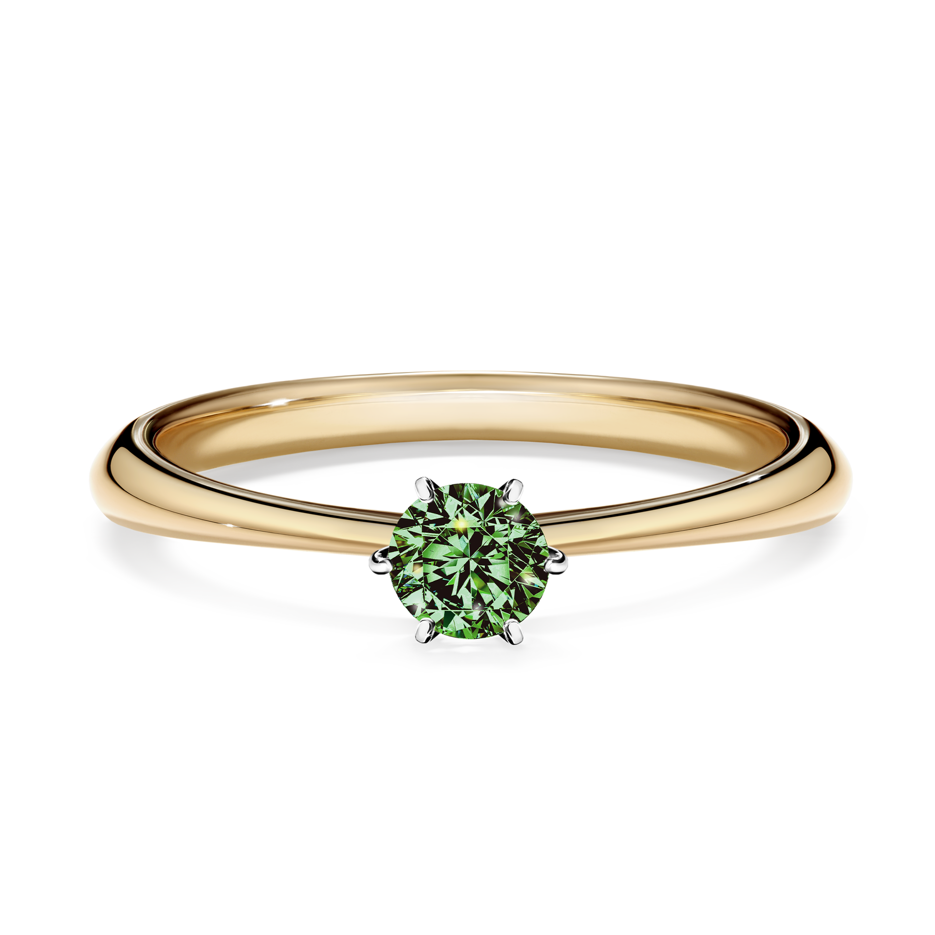 Pierścionek zaręczynowy My Love z żółtego złota z ciemnym zielonym diamentem 0,25CT