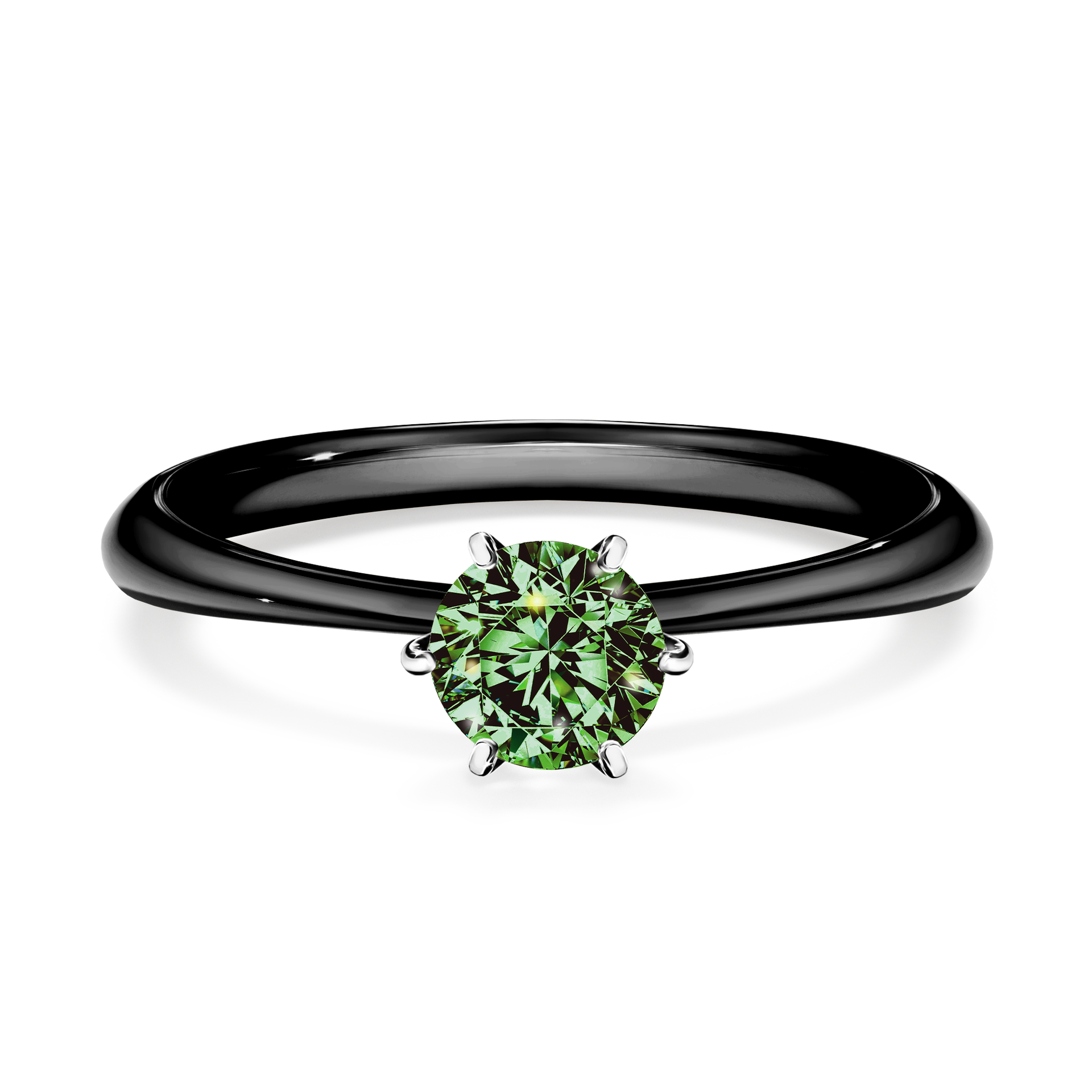 Pierścionek zaręczynowy My Love z czarnego złota z ciemnym zielonym diamentem 0,50CT