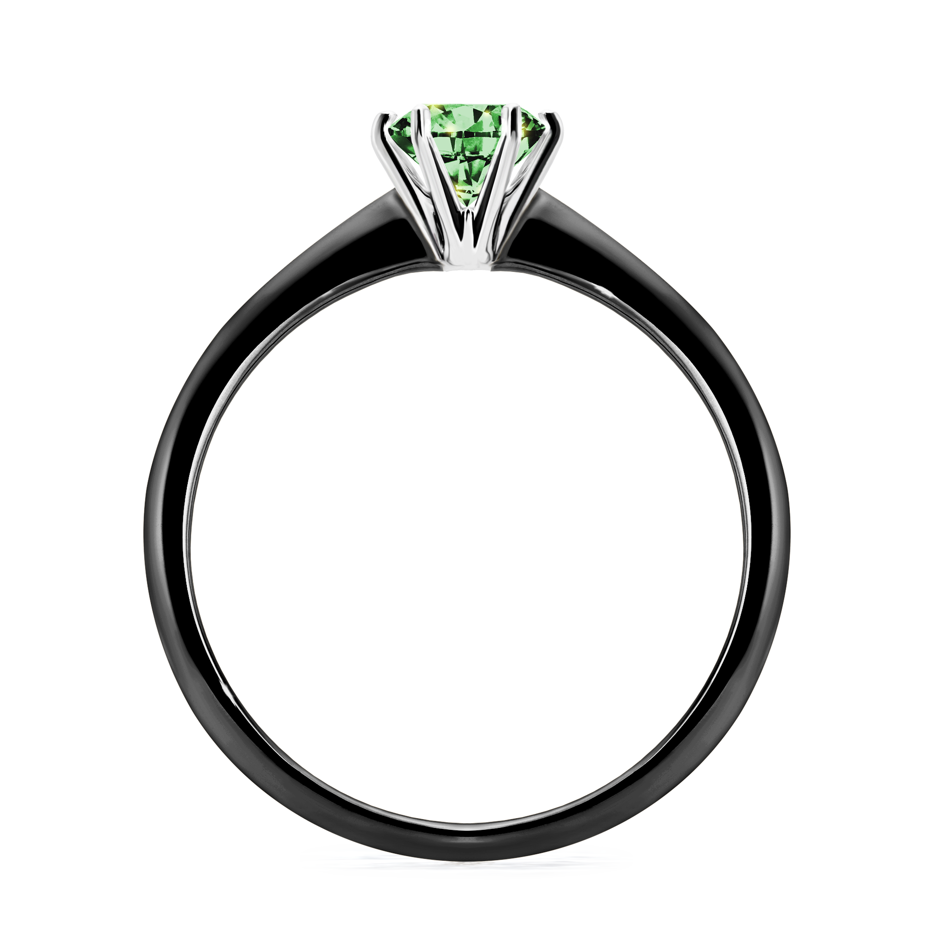 Pierścionek zaręczynowy My Love z czarnego złota z ciemnym zielonym diamentem 0,50CT