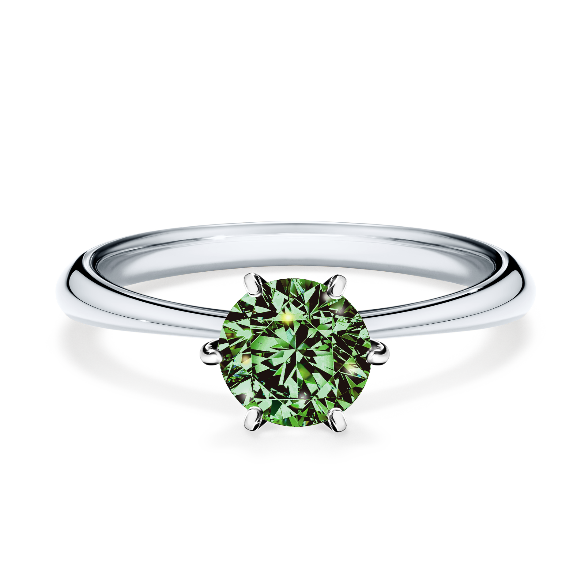 Pierścionek zaręczynowy My Love z białego złota z ciemnym zielonym diamentem 0,80CT