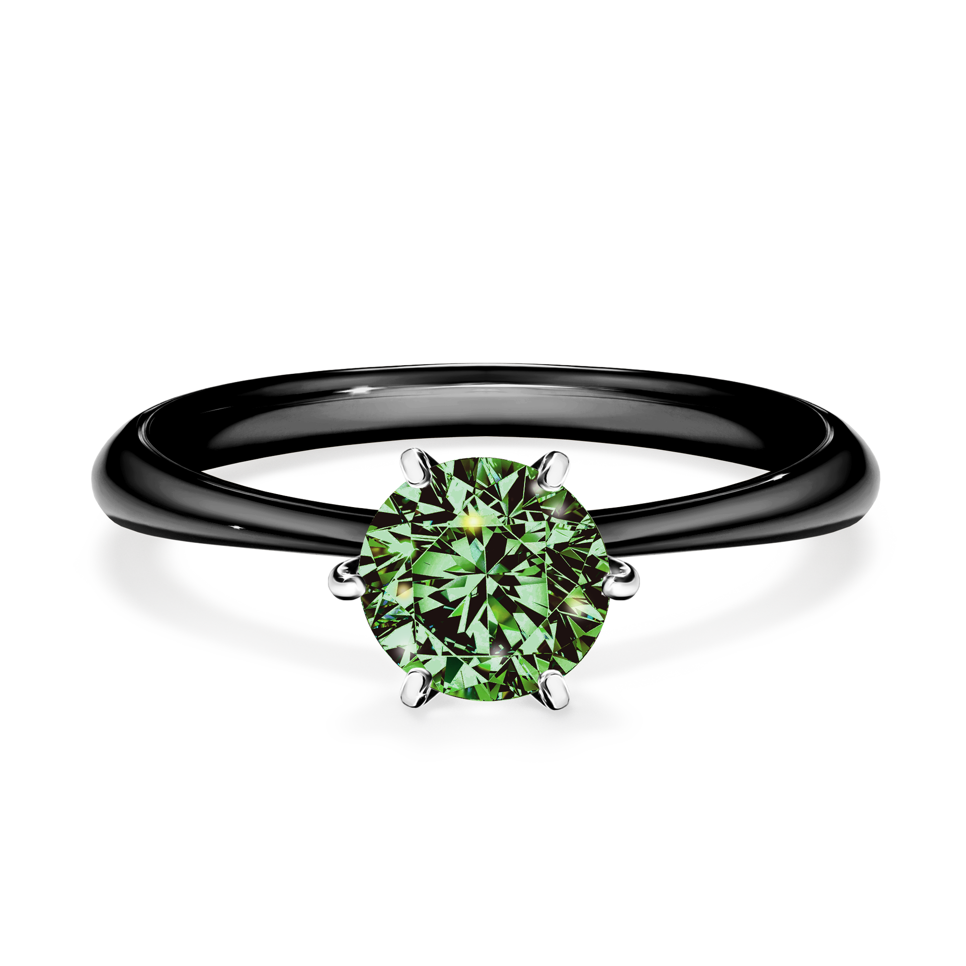 Pierścionek zaręczynowy My Love z czarnego złota z ciemnym zielonym diamentem 0,80CT