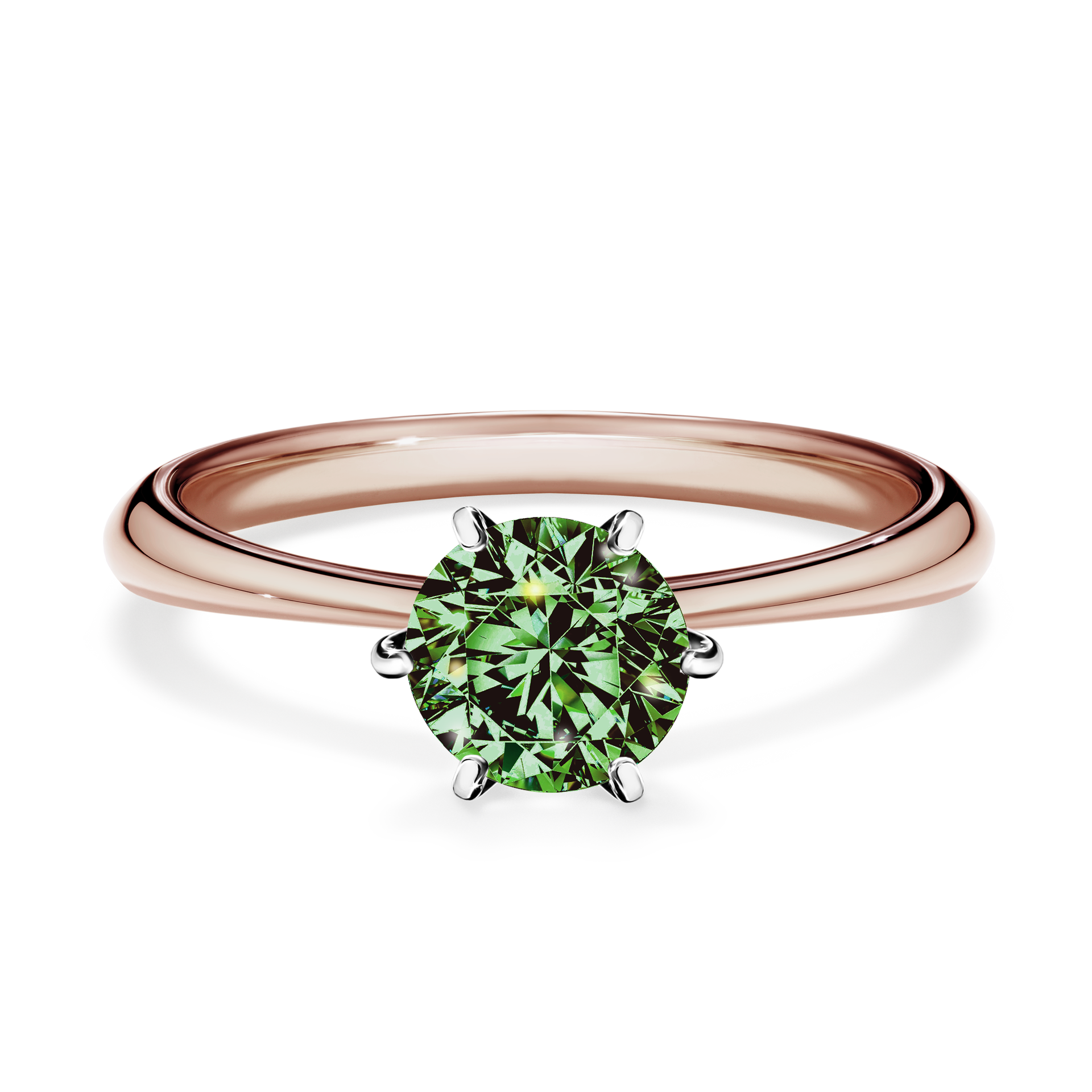 Pierścionek zaręczynowy My Love z różowego złota z ciemnym zielonym diamentem 0,80CT