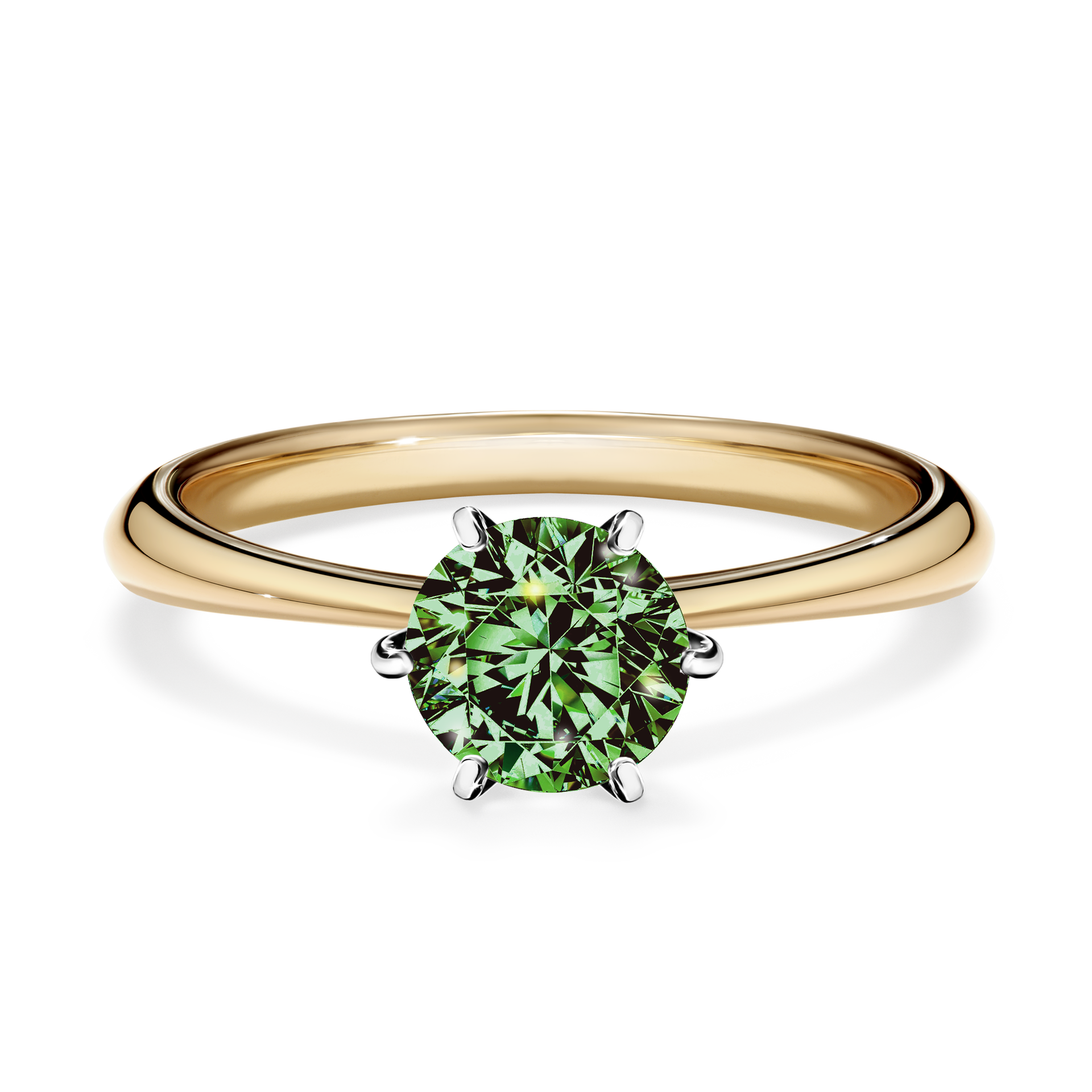 Pierścionek zaręczynowy My Love z żółtego złota z ciemnym zielonym diamentem 0,80CT