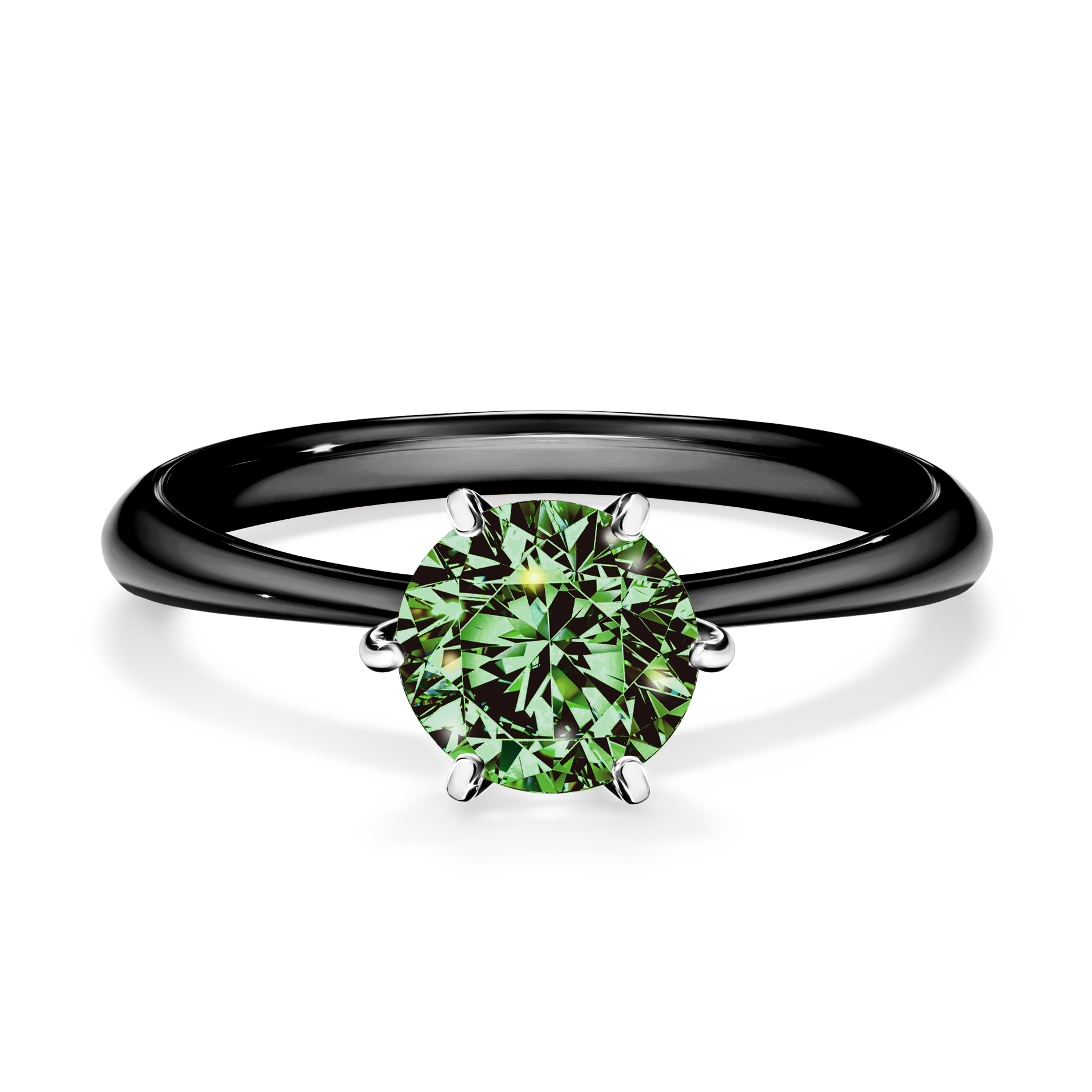 Pierścionek zaręczynowy My Love z czarnego złota z ciemnym zielonym diamentem 1,00CT