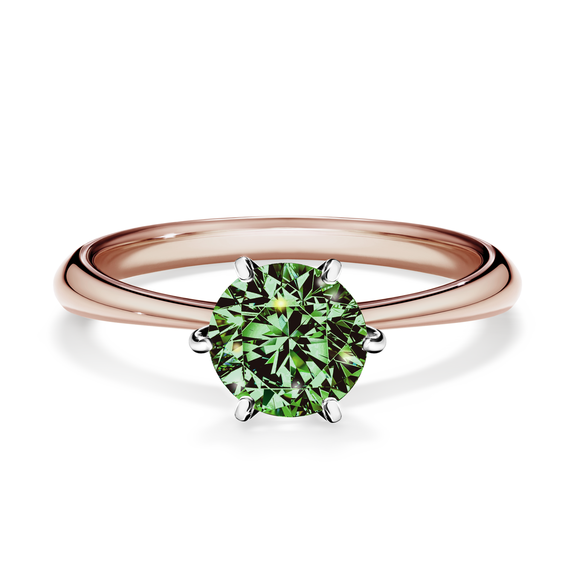Pierścionek zaręczynowy My Love z różowego złota z ciemnym zielonym diamentem 1,00CT