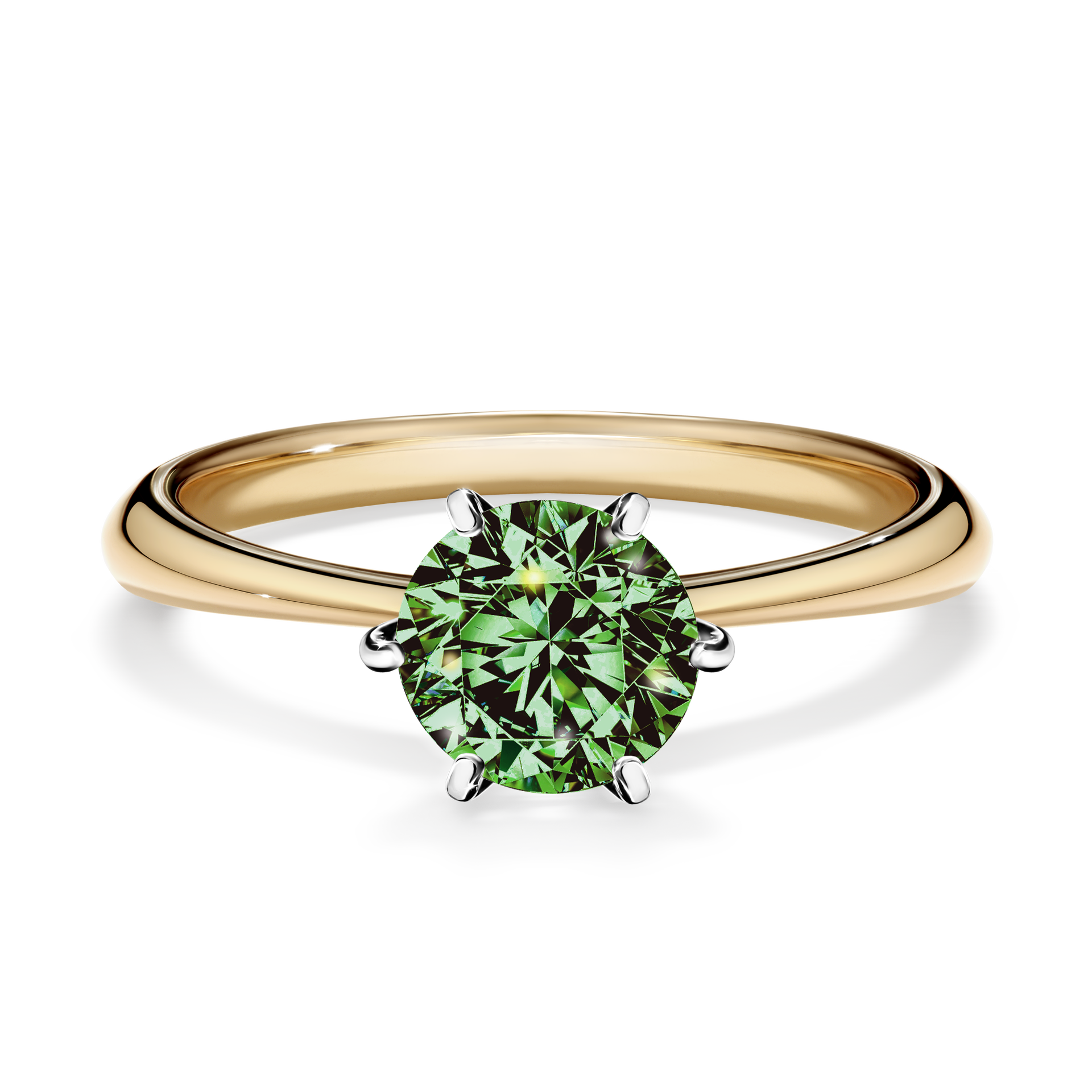 Pierścionek zaręczynowy My Love z żółtego złota z ciemnym zielonym diamentem 1,00CT