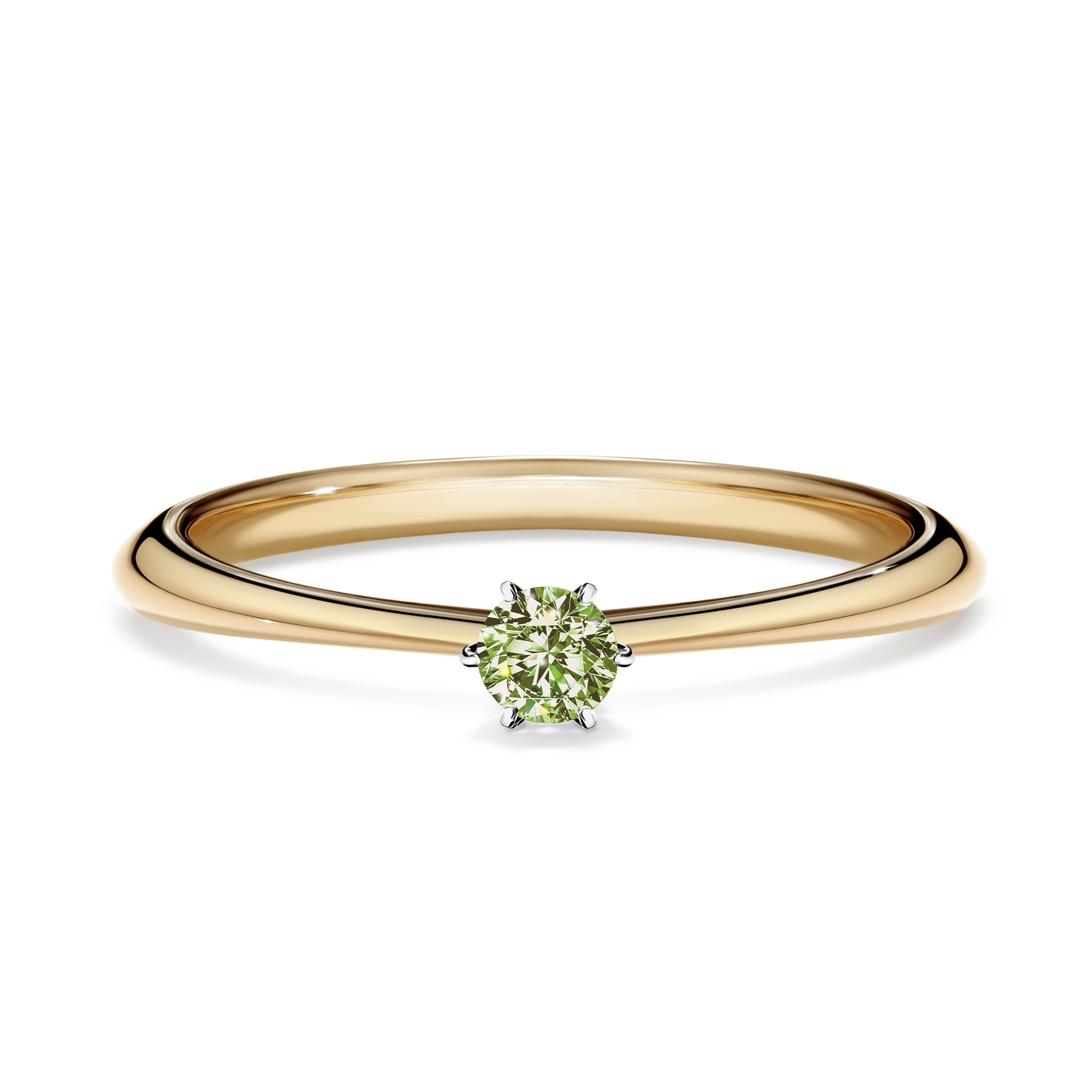 Pierścionek zaręczynowy My Love z żółtego złota z jasnym zielonym diamentem 0,10CT