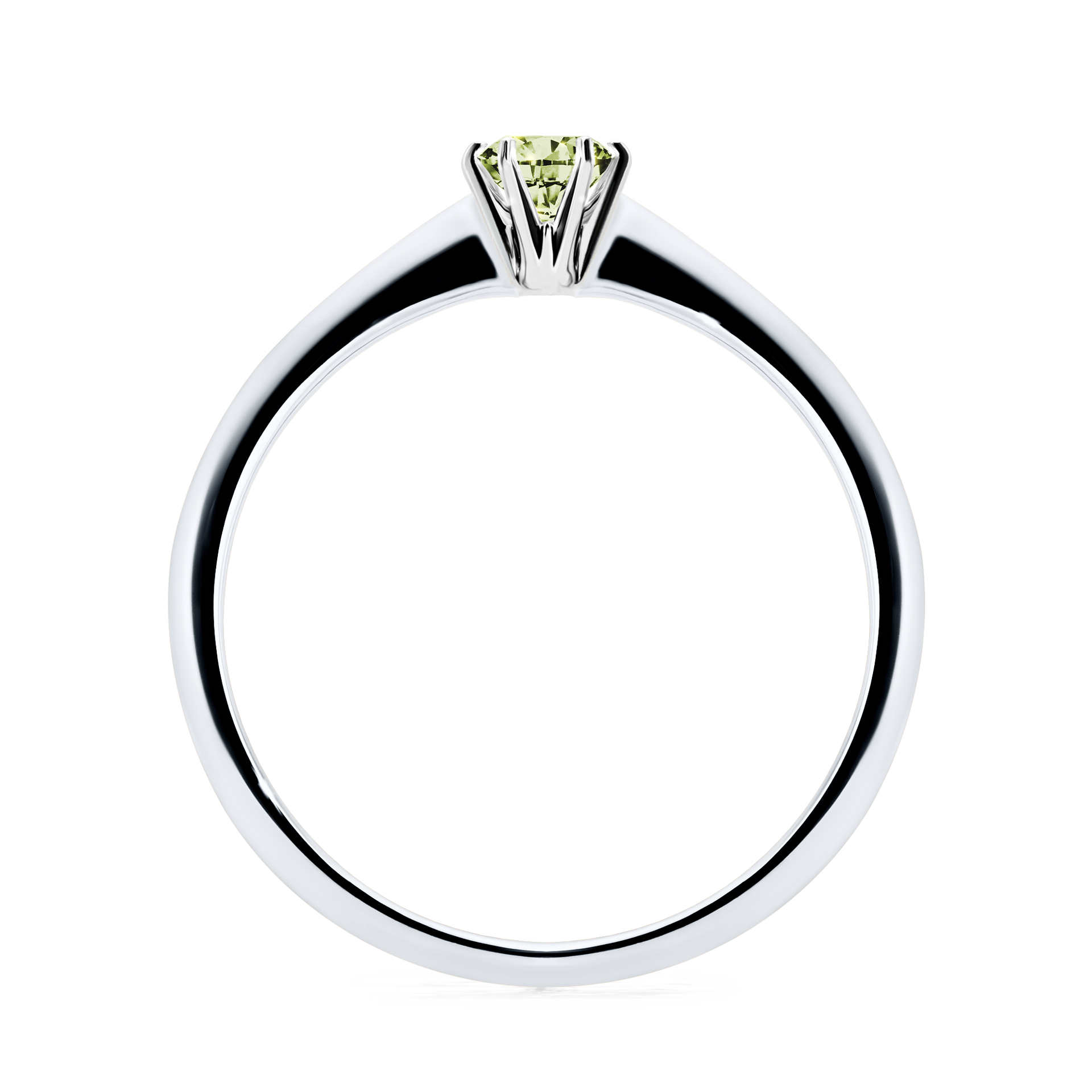 Pierścionek zaręczynowy My Love z białego złota z jasnym zielonym diamentem 0,17CT