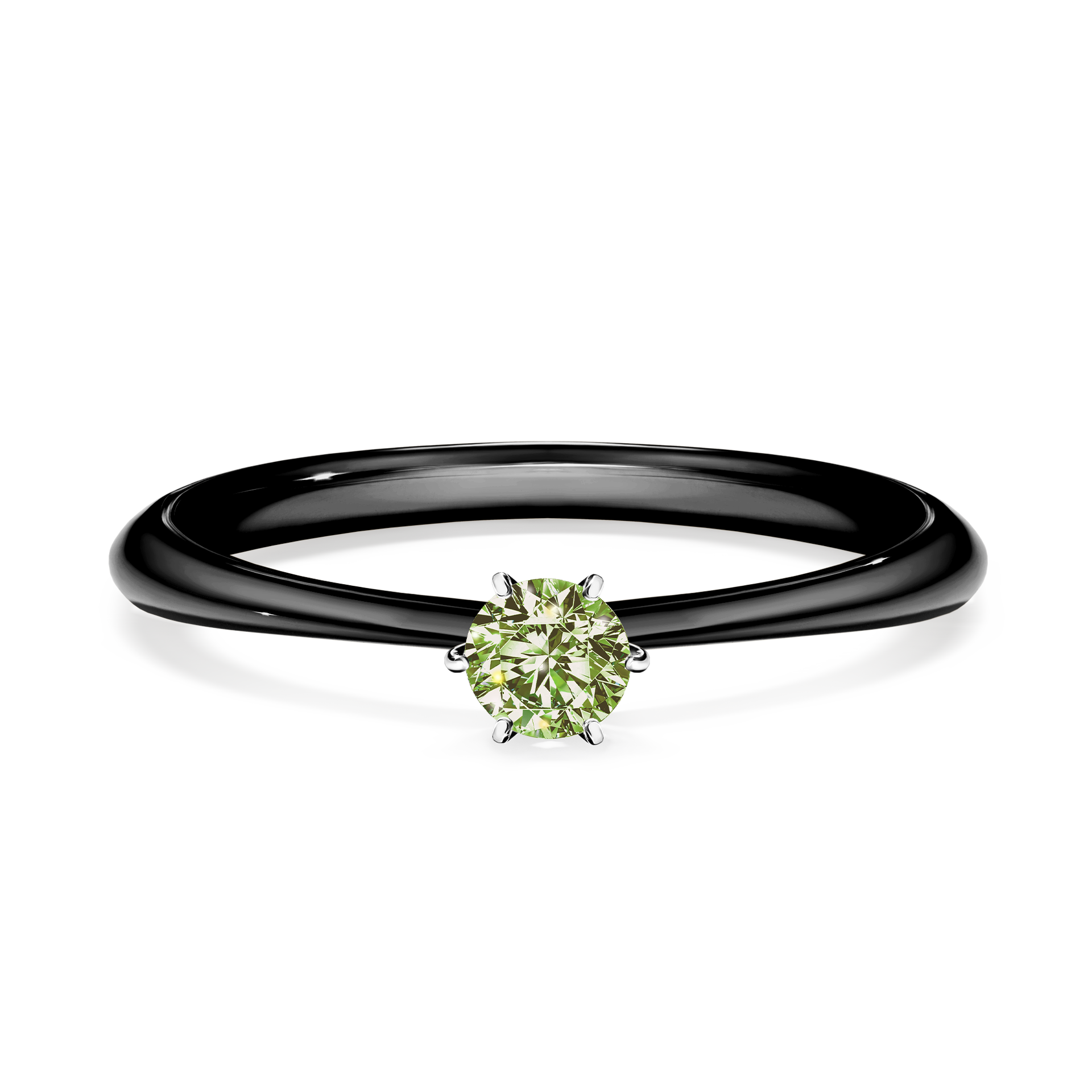 Pierścionek zaręczynowy My Love z czarnego złota z jasnym zielonym diamentem 0,17CT