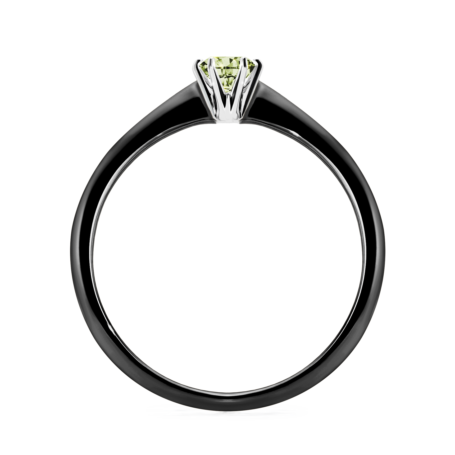 Pierścionek zaręczynowy My Love z czarnego złota z jasnym zielonym diamentem 0,17CT