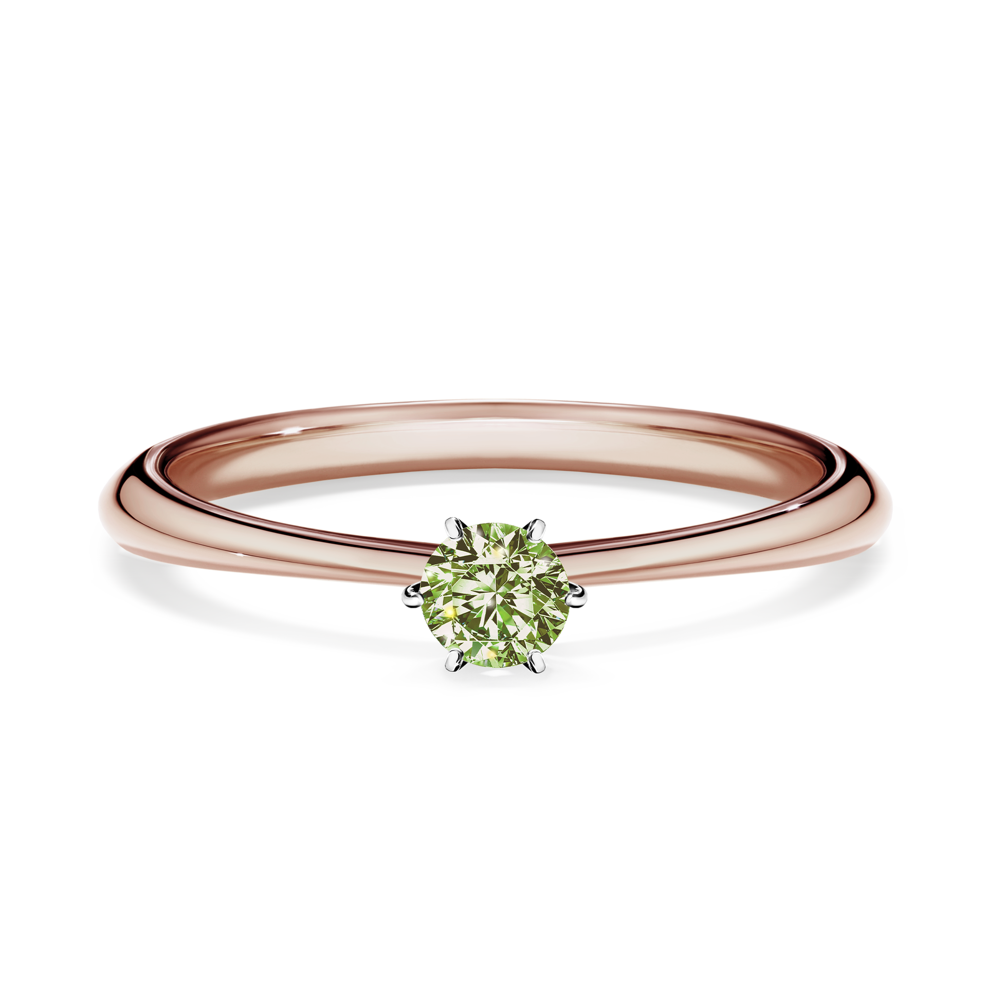 Pierścionek zaręczynowy My Love z różowego złota z jasnym zielonym diamentem 0,17CT