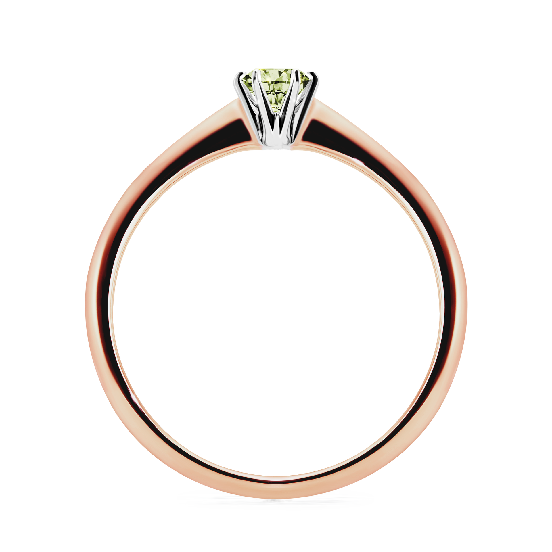 Pierścionek zaręczynowy My Love z różowego złota z jasnym zielonym diamentem 0,17CT