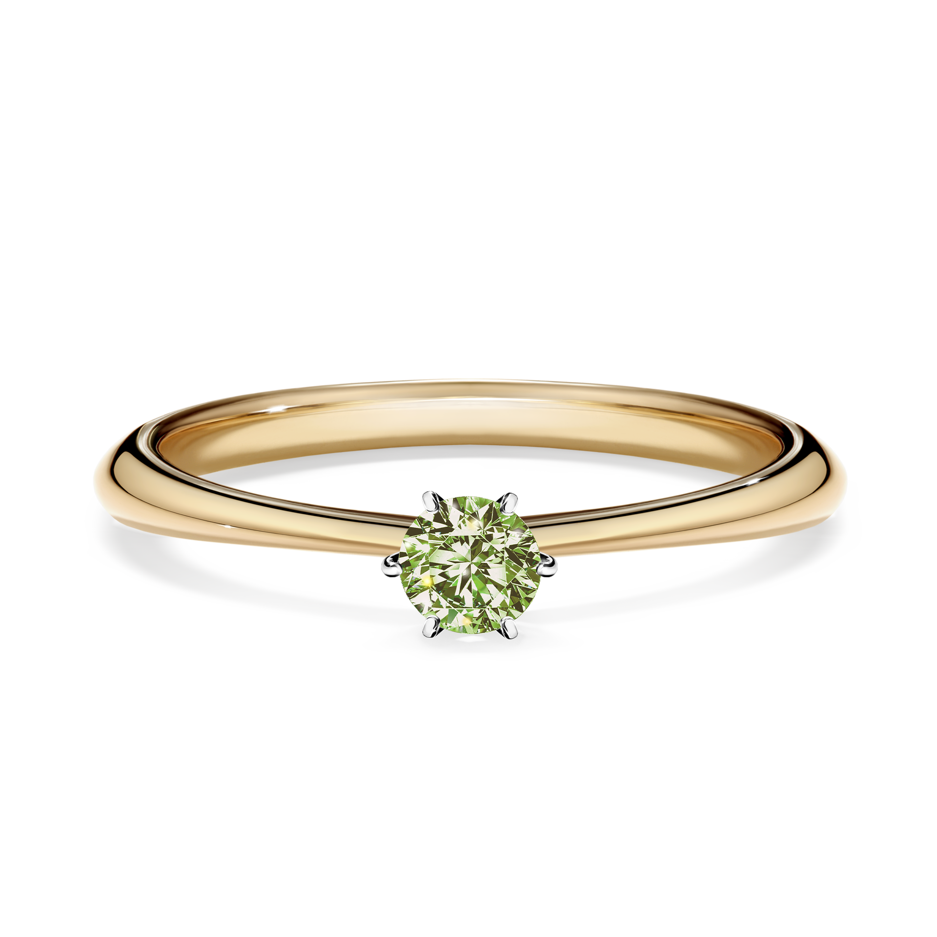Pierścionek zaręczynowy My Love z żółtego złota z jasnym zielonym diamentem 0,17CT