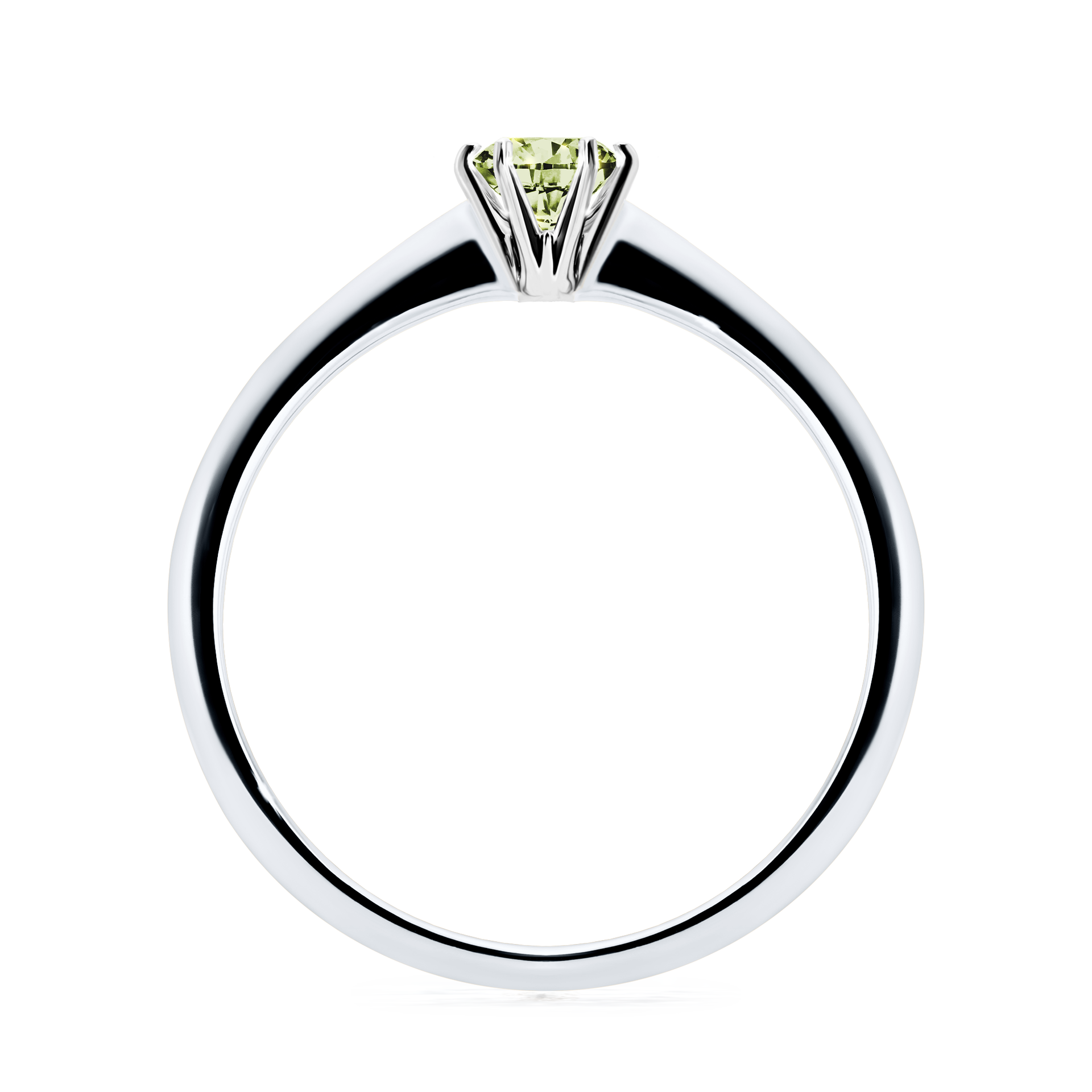 Pierścionek zaręczynowy My Love z białego złota z jasnym zielonym diamentem 0,25CT