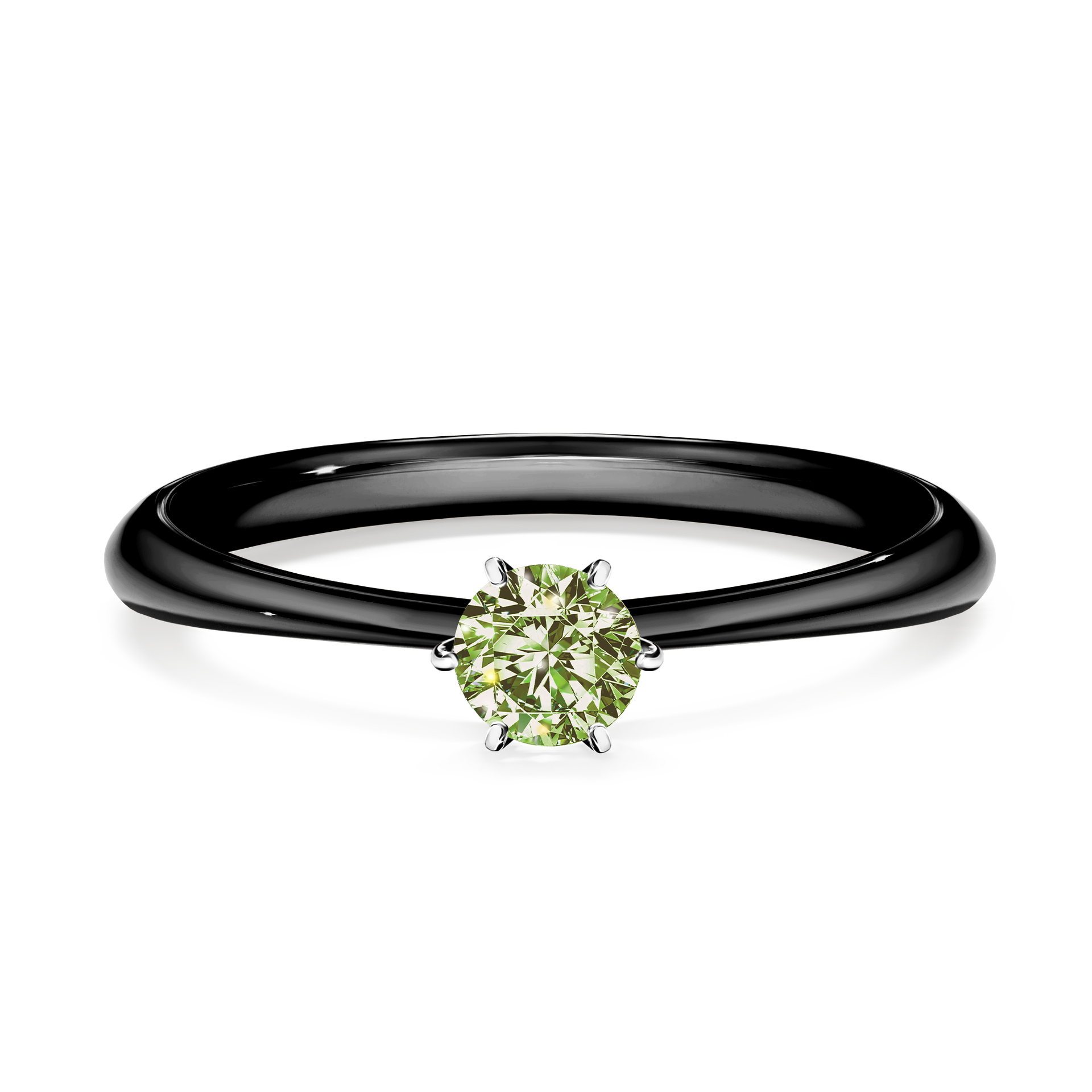 Pierścionek zaręczynowy My Love z czarnego złota z jasnym zielonym diamentem 0,25CT