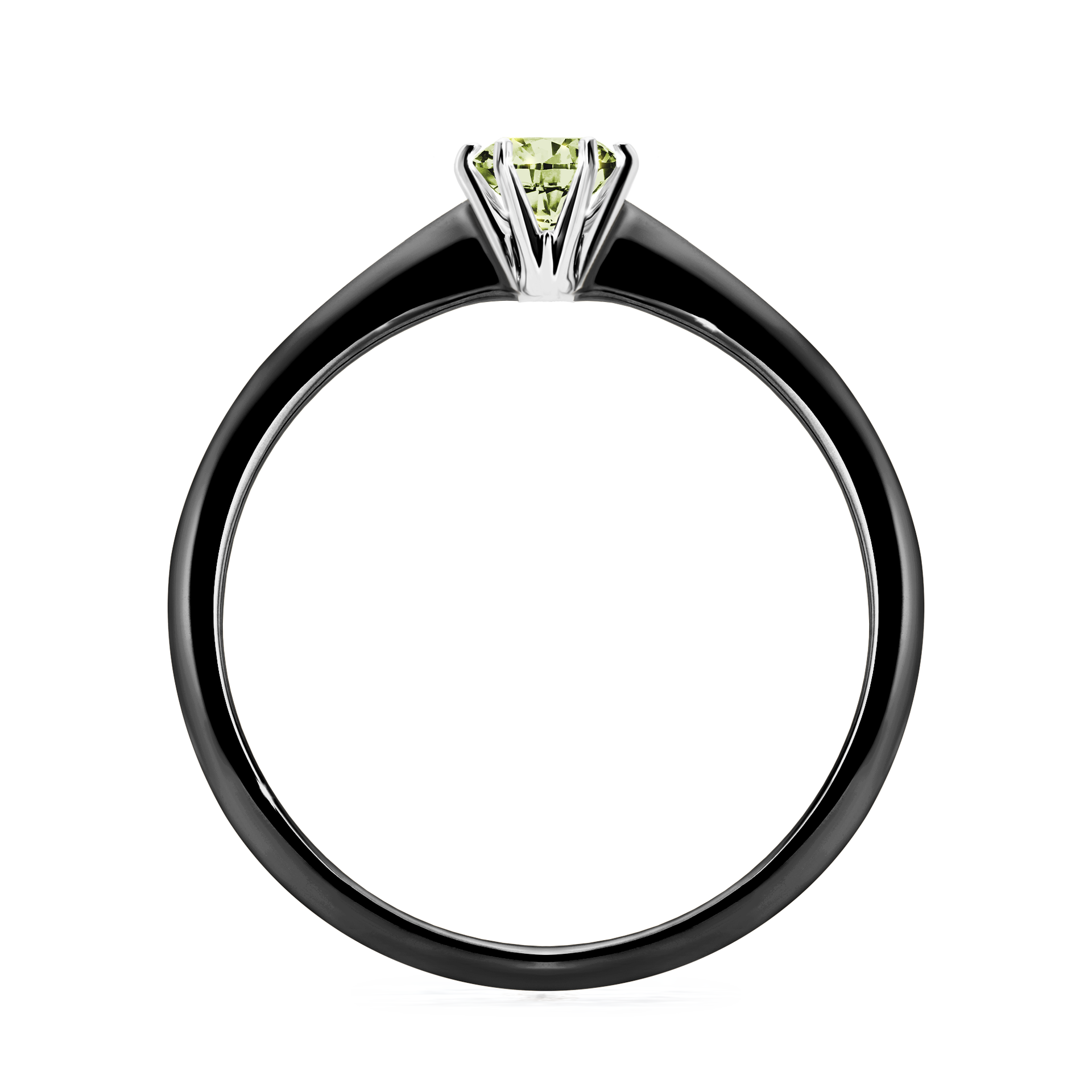Pierścionek zaręczynowy My Love z czarnego złota z jasnym zielonym diamentem 0,25CT