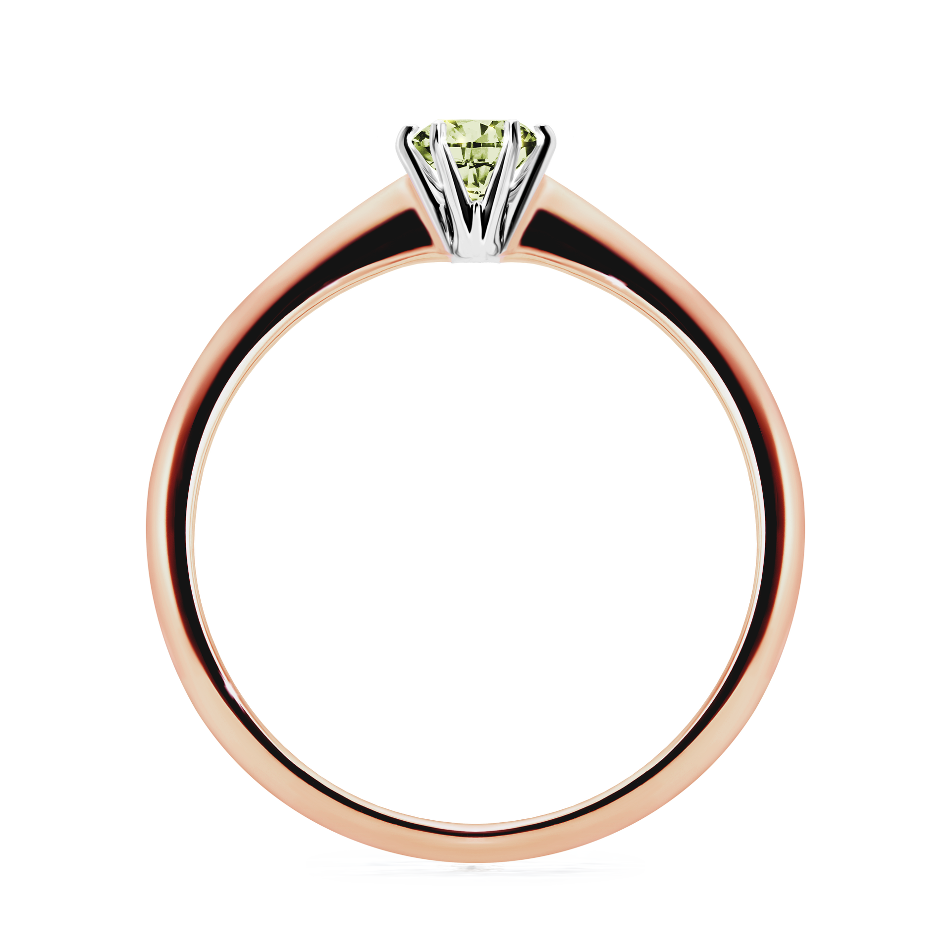 Pierścionek zaręczynowy My Love z różowego złota z jasnym zielonym diamentem 0,25CT