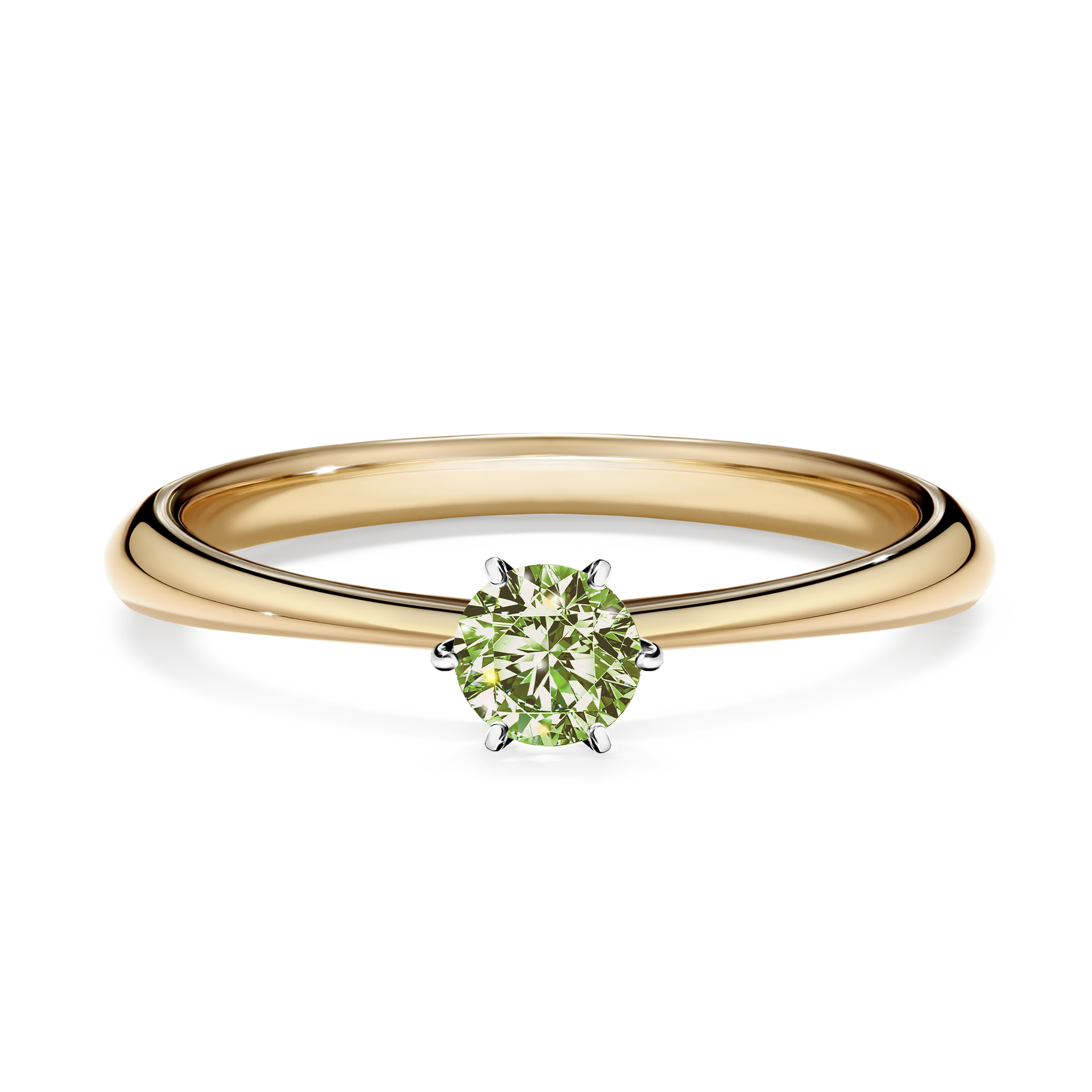 Pierścionek zaręczynowy My Love z żółtego złota z jasnym zielonym diamentem 0,25CT