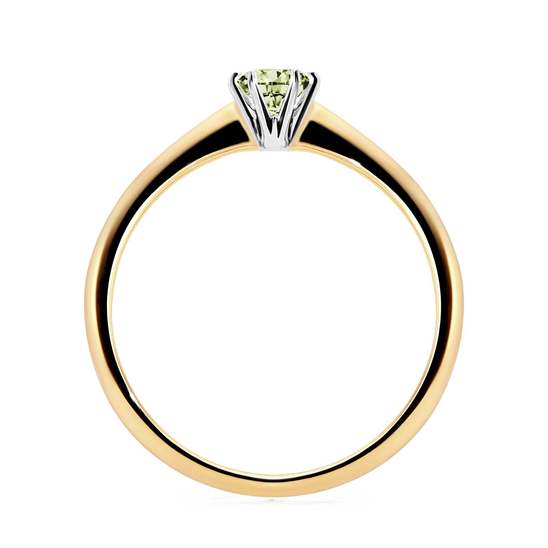 Pierścionek zaręczynowy My Love z żółtego złota z jasnym zielonym diamentem 0,25CT